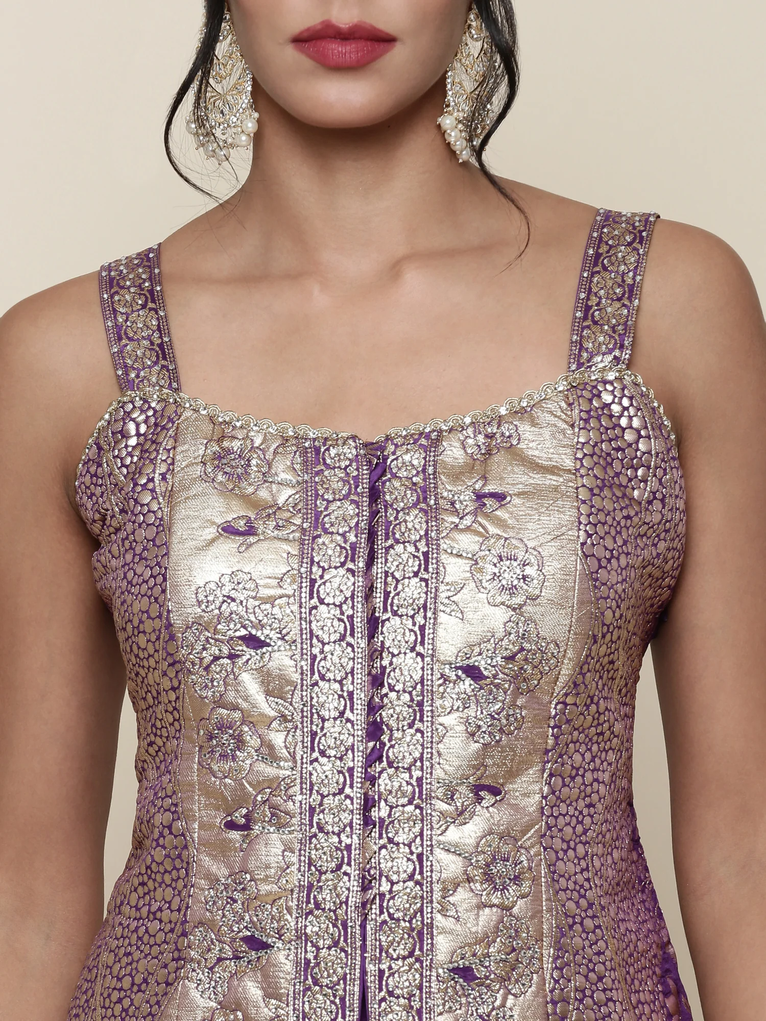 Lavender Georgette Crop top with palazzo set - Image 4
