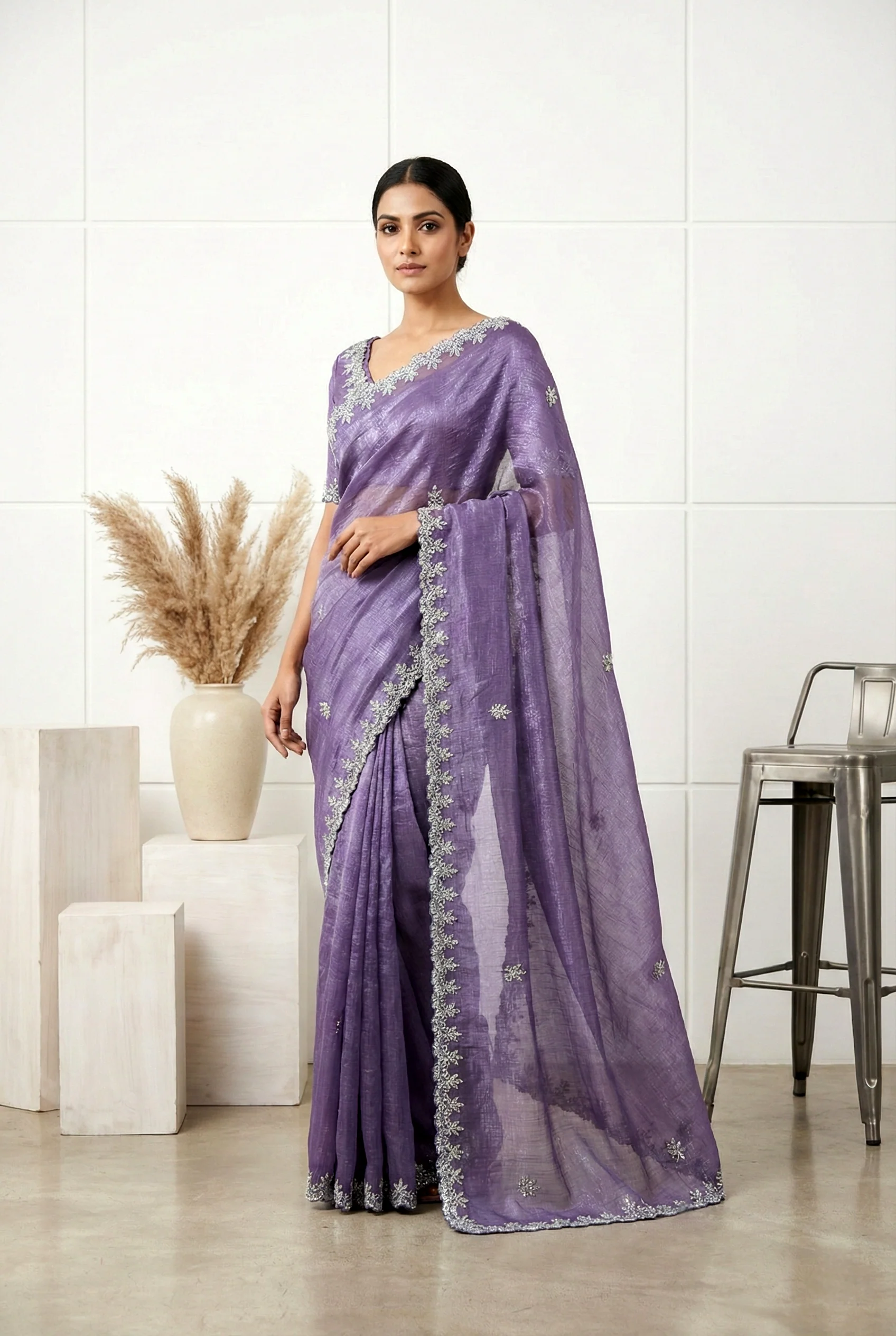 Lavender Jimmy Choo Aari Embroidered Saree
