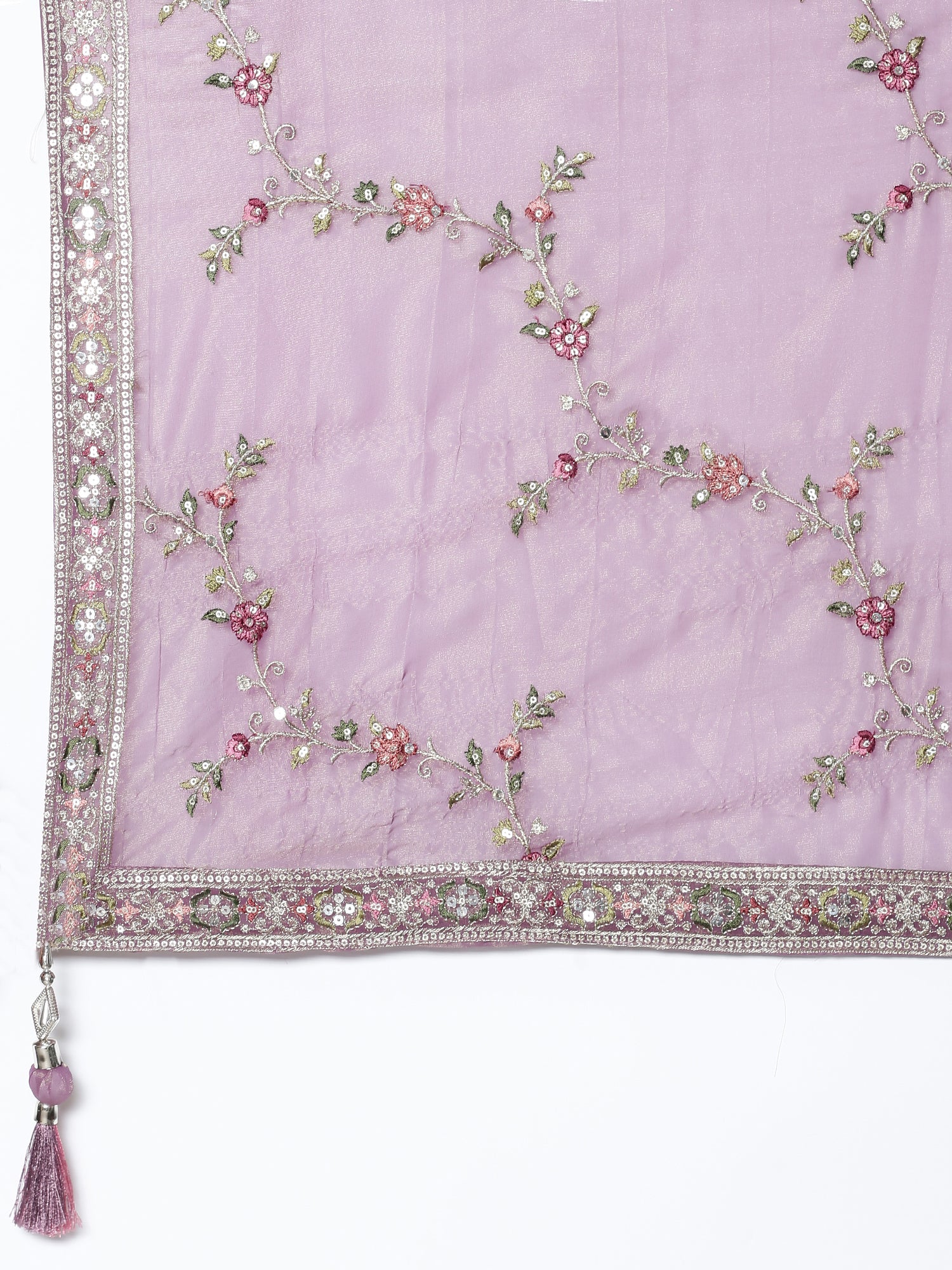 Lavender tissue embroidered Three piece ghagra set - Image 8