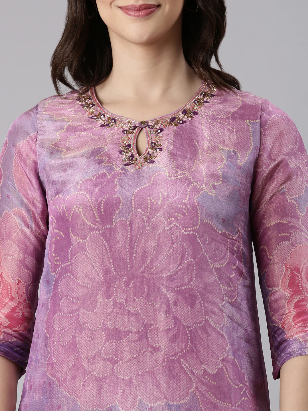 Lavender Tissue Printed Three Piece Set - Image 4