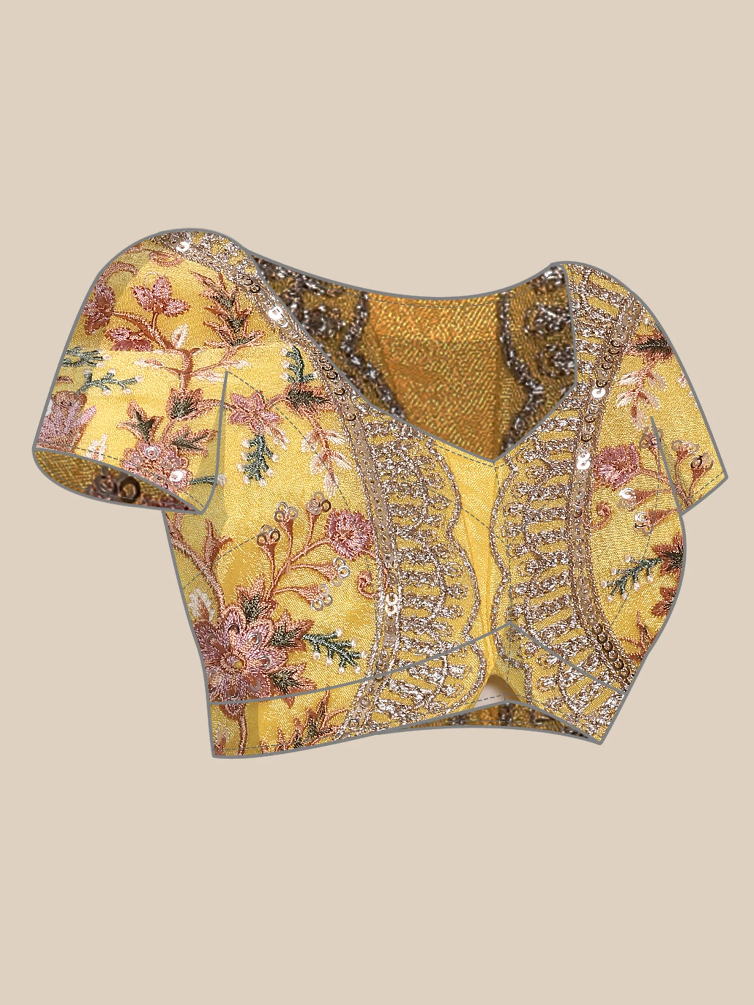 Lemon Crepe Embroidery Saree With Readymade Blouse - Image 8