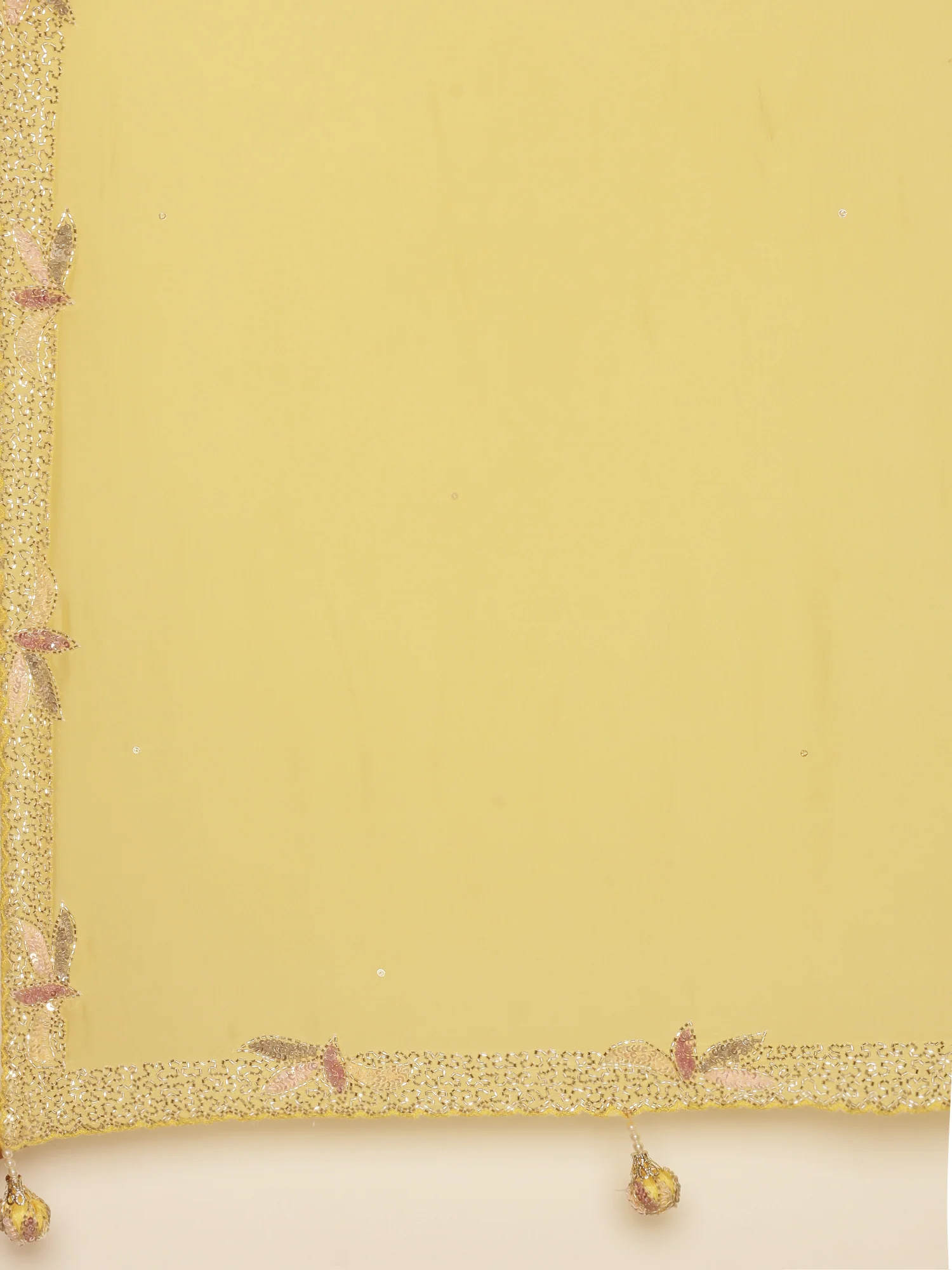 Lemon Crepe Sequins Saree With Readymade Blouse - Image 5