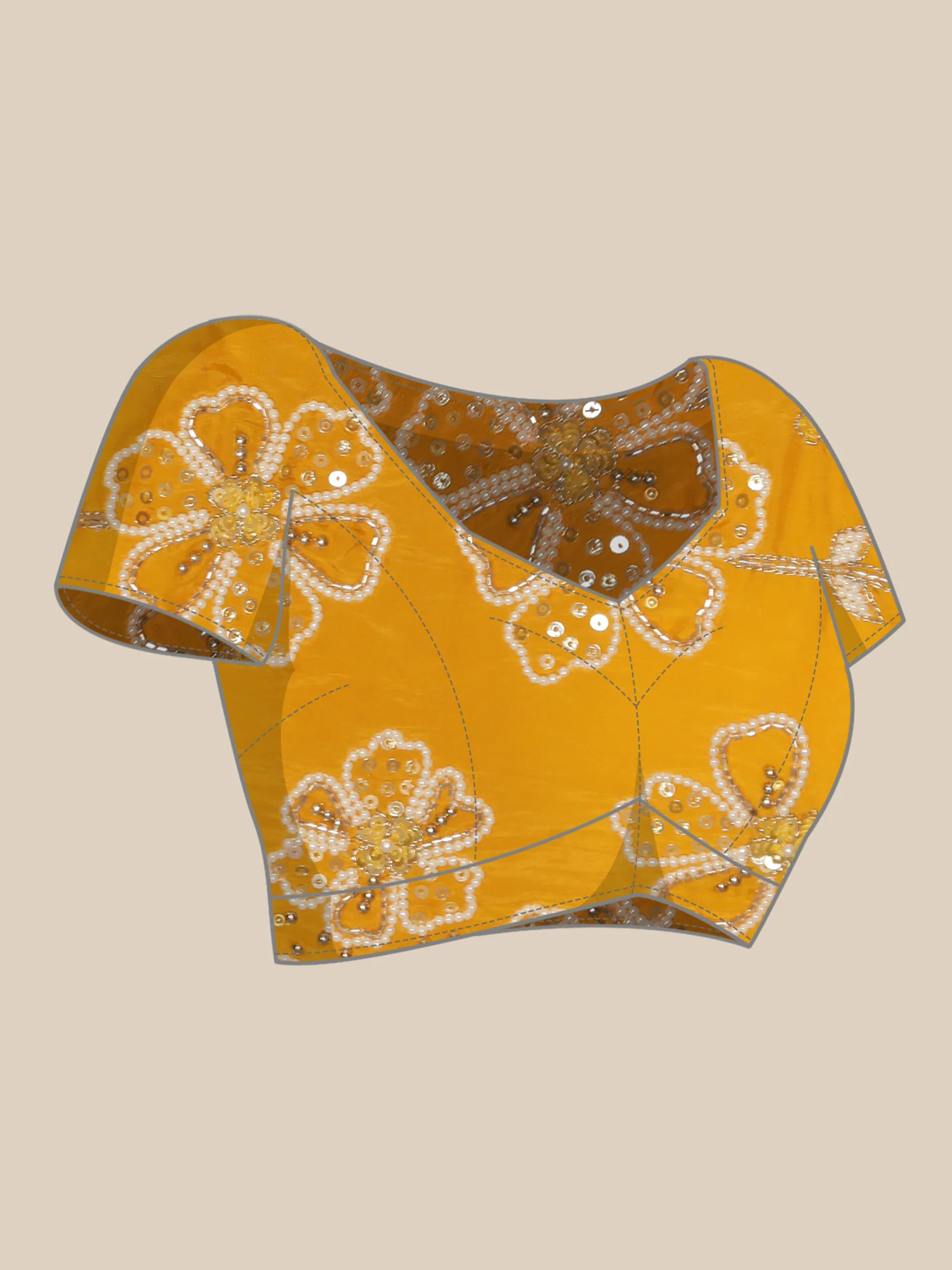 Lemon Silk Saree With Stone Work Readymade Blouse - Image 6