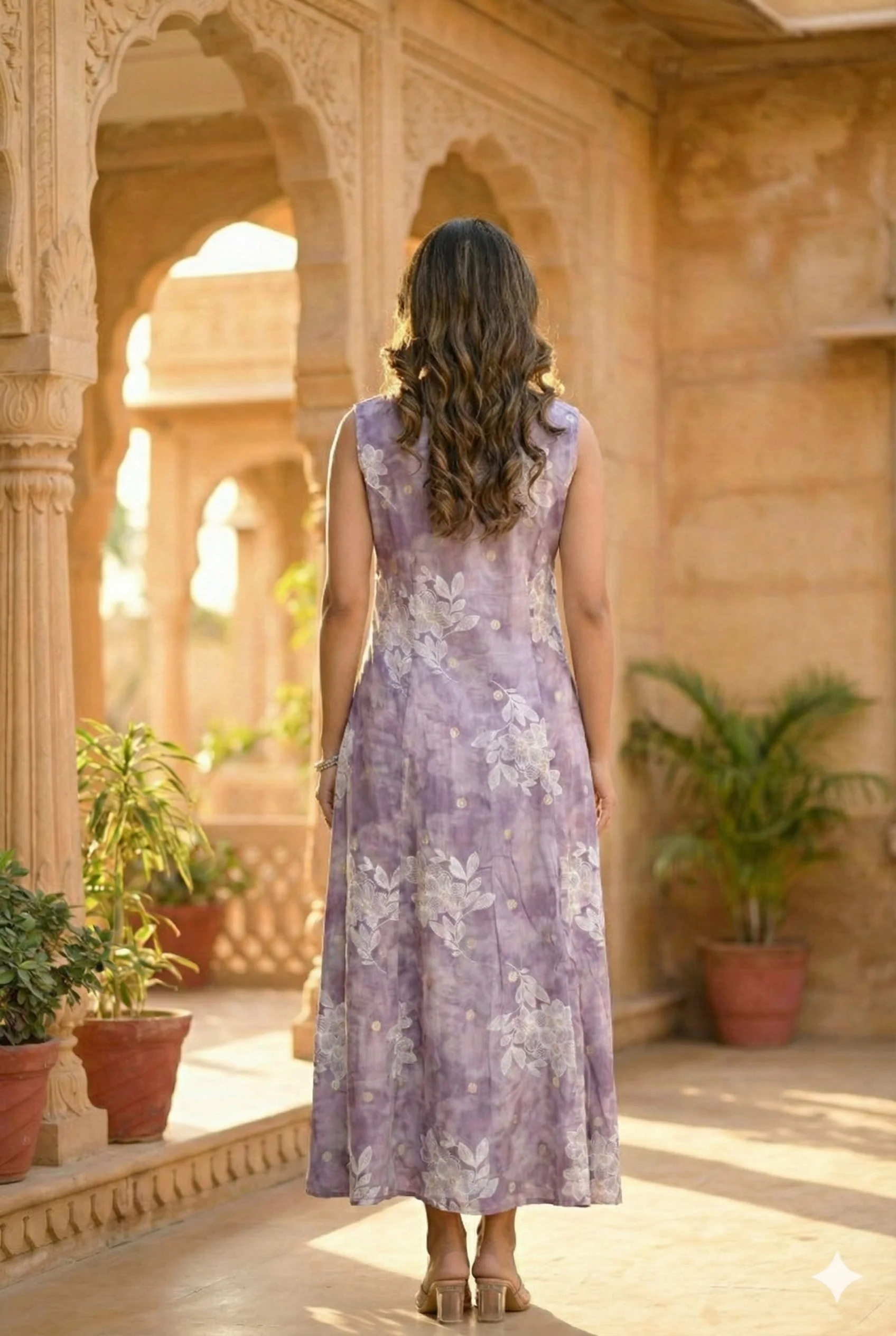 Lilac Rayon Floral Digital Printed Dress - Image 3
