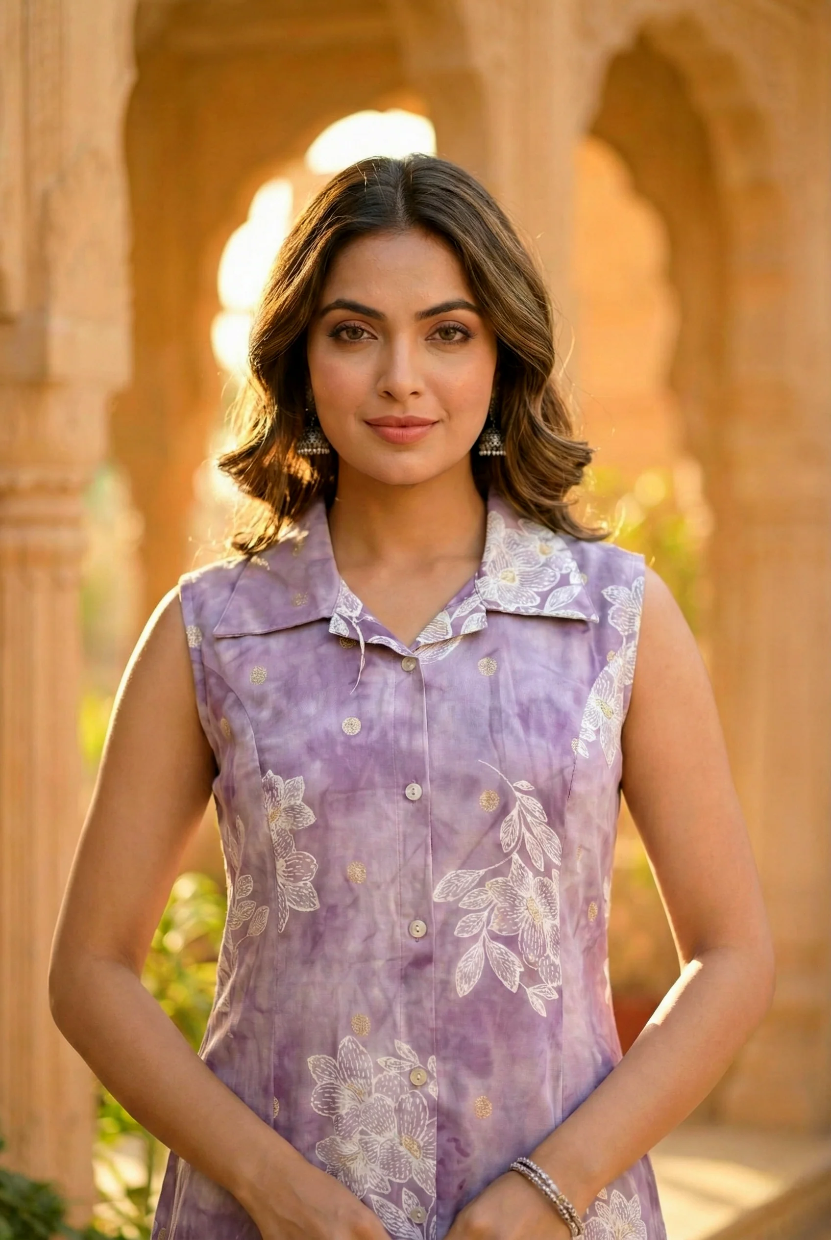 Lilac Rayon Floral Digital Printed Dress - Image 4