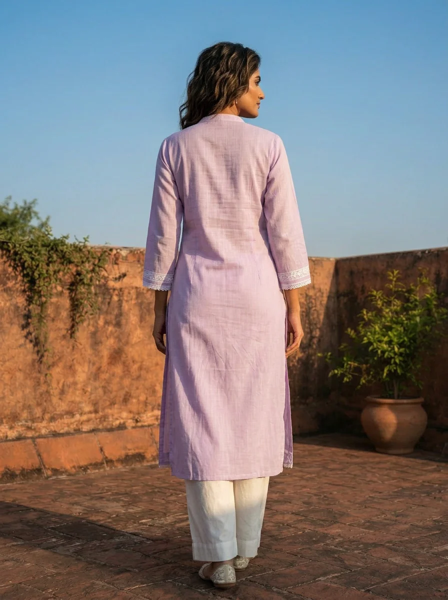 Lilac Rayon Scattered Buti And Paisley Embroidery Kurta - Image 2