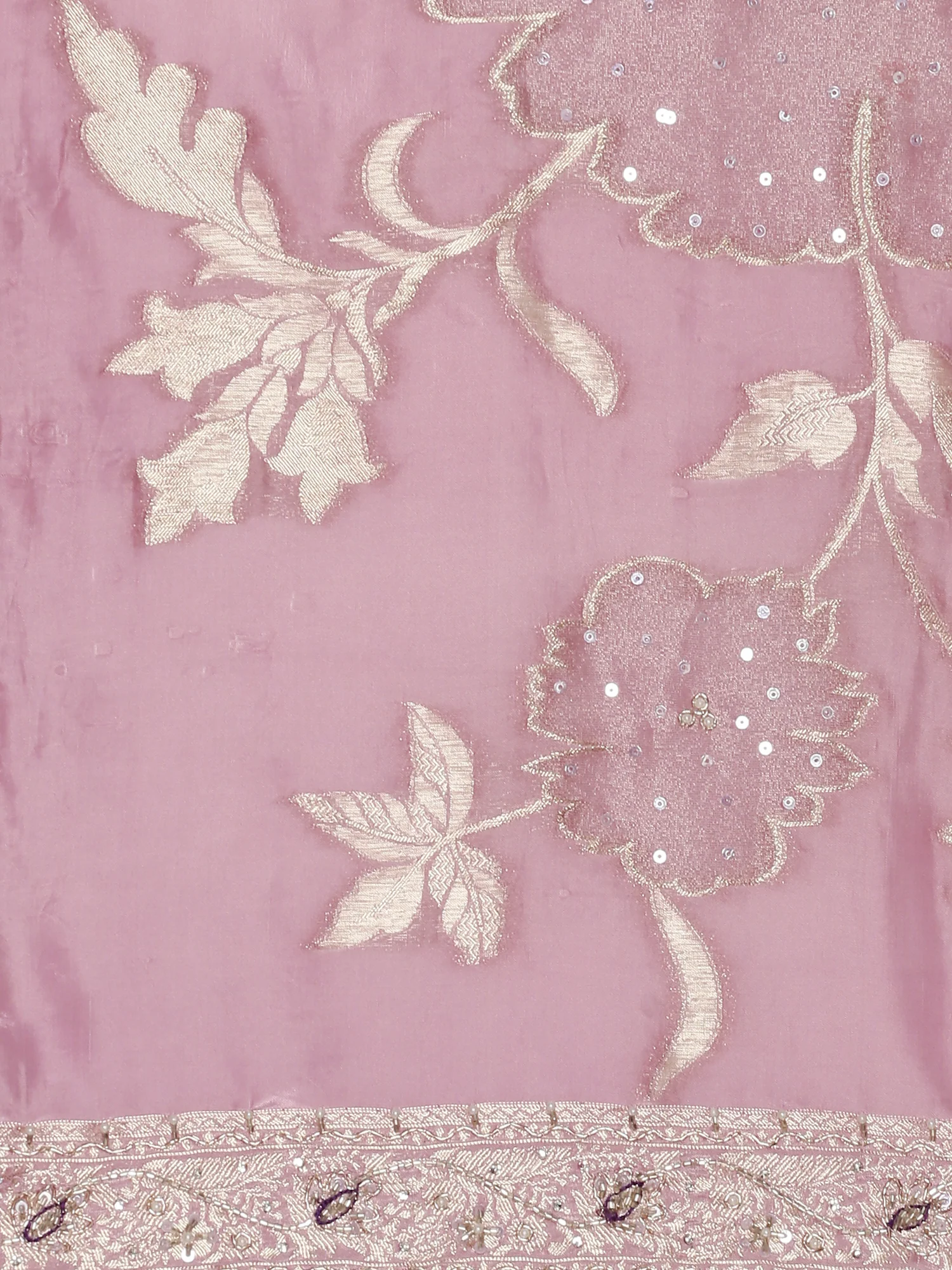 Lilac Tissue Weaved Saree With Stone Work Readymade Blouse - Image 6
