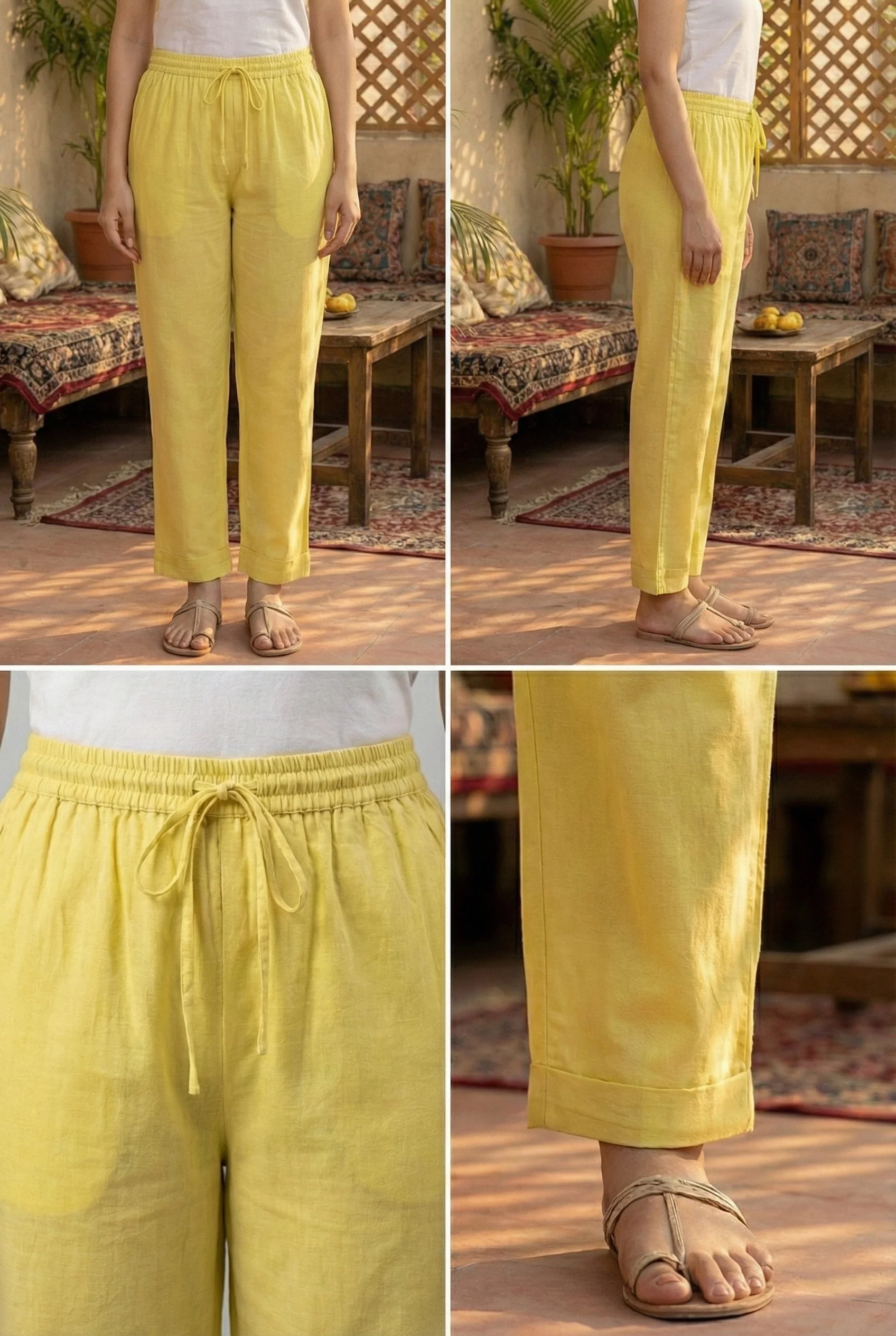 Lime Cotton Hand Embroidery Three Piece Set - Image 4