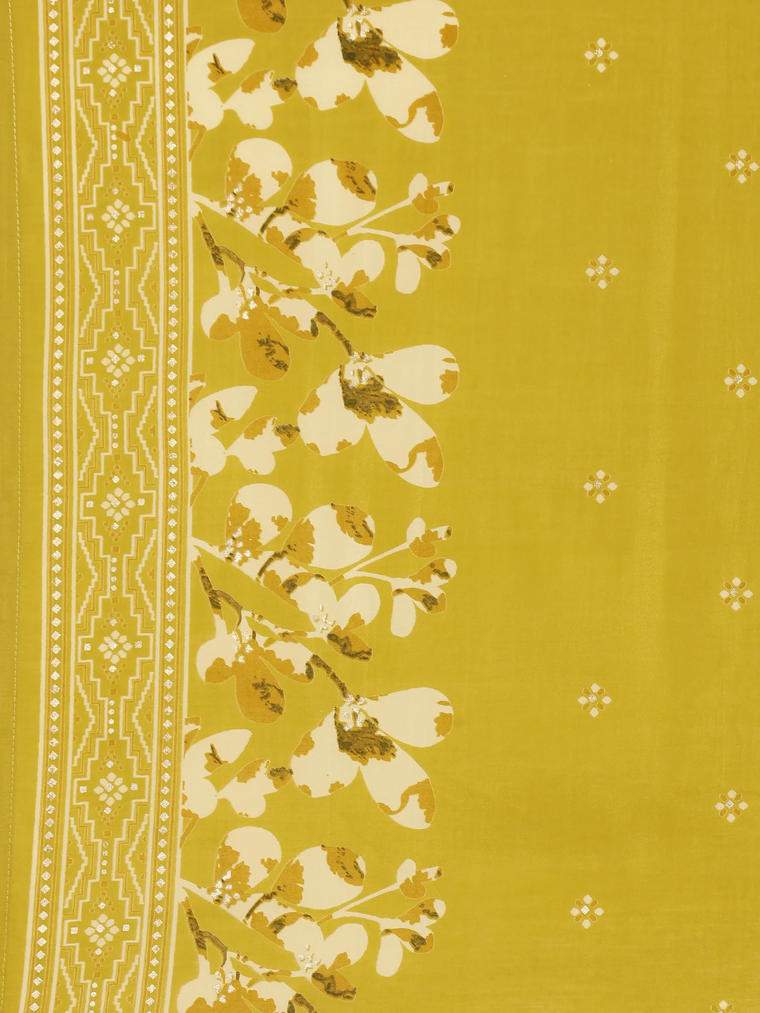 Lime Green Dola Silk Floral Printed Three Piece Set - Image 7