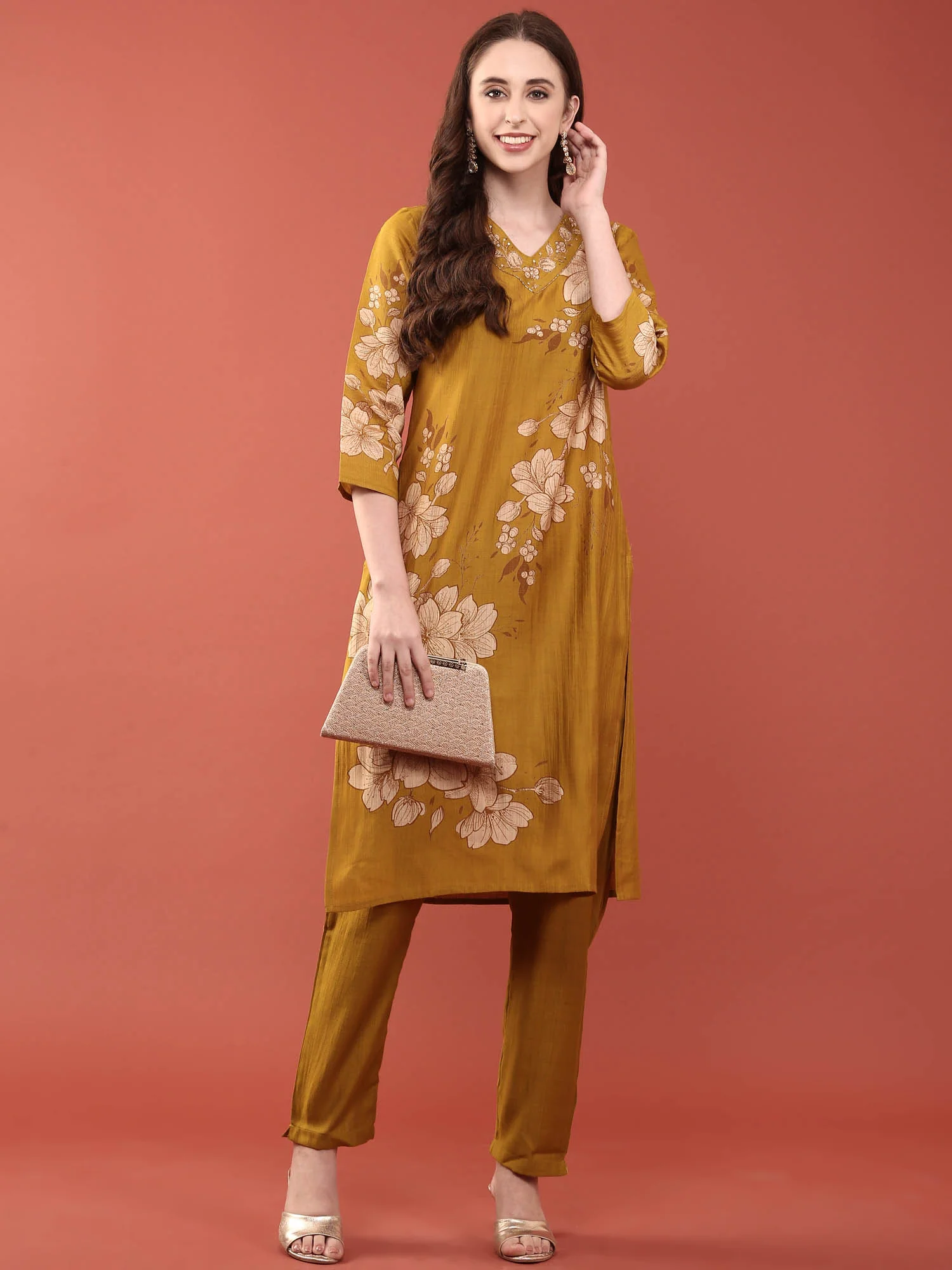 M Green Viscose Rayon Floral Printed Two Piece Set - Image 5