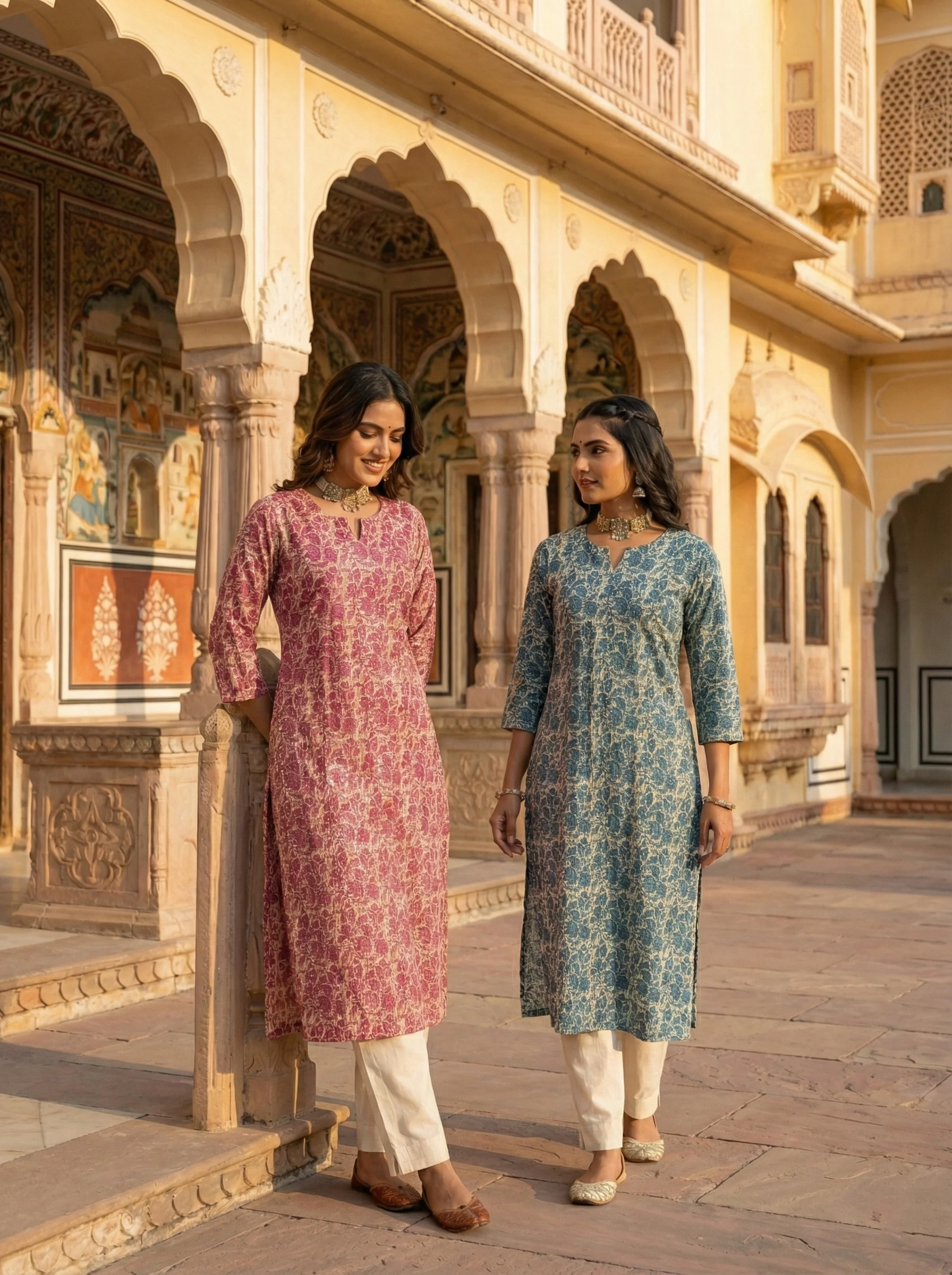 Magenta Cotton Digital Print Kurta - Image 4