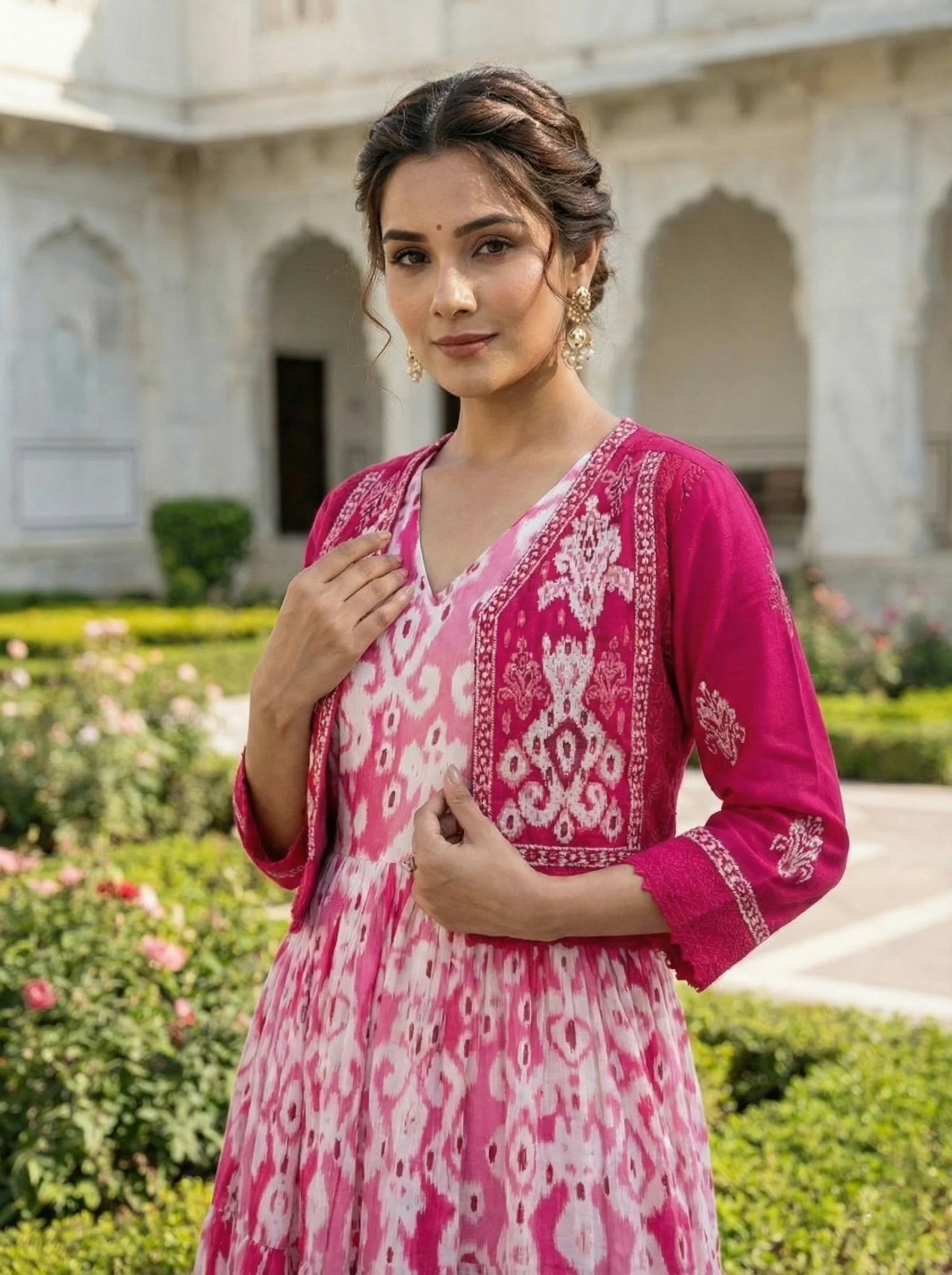 Magenta Cotton Digital Print Long Dress - Image 4