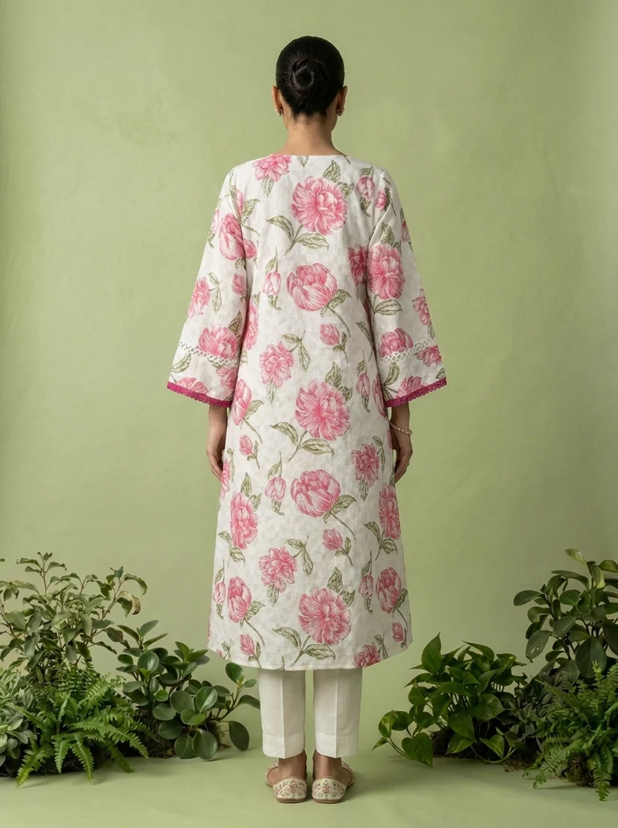 Magenta Cotton Floral Printed Two Piece Set - Image 3