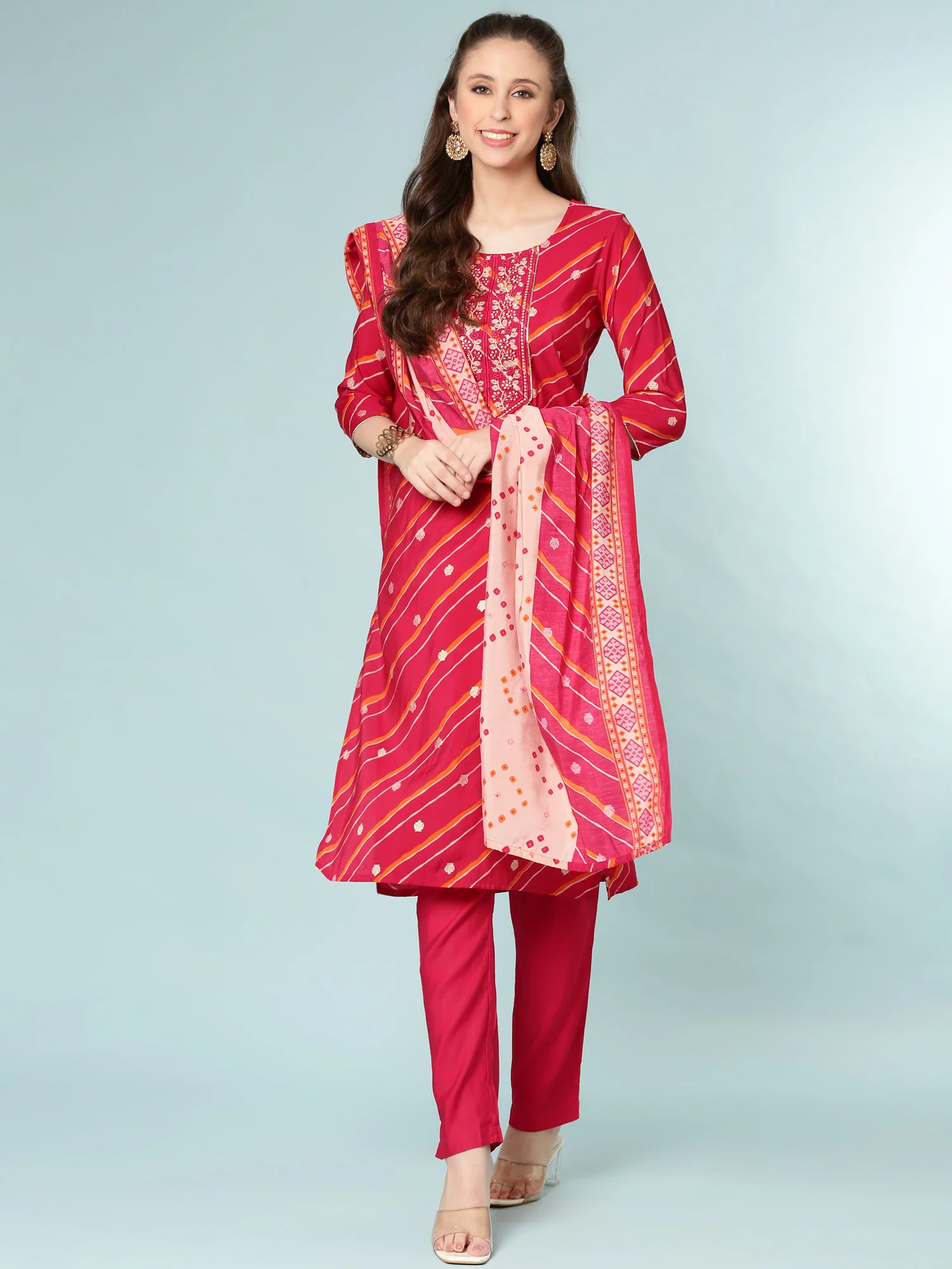 Magenta Dola Silk Three Piece Set - Image 5