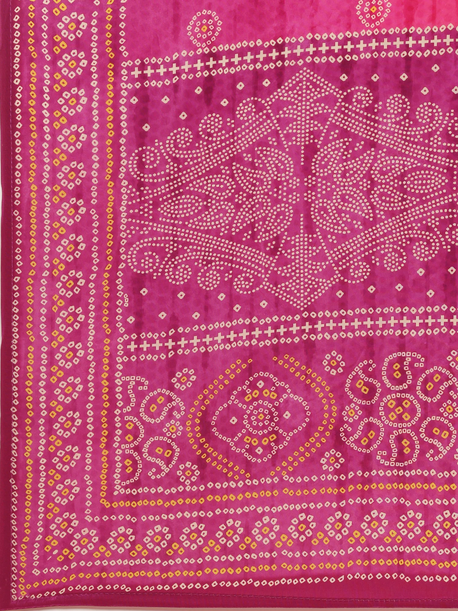 Magenta Muslin Bandhani Printed Three Piece Suit Set - Image 8