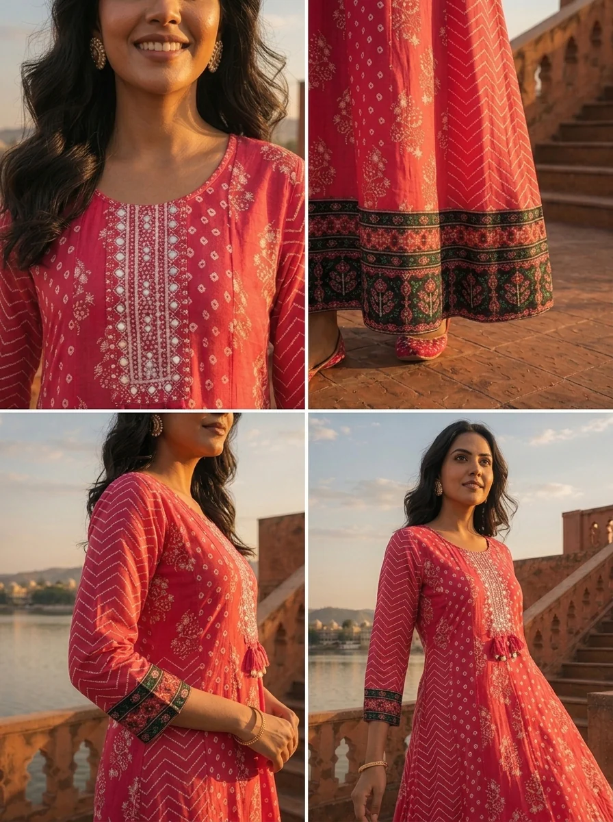 Magenta Silk Panel Aesthetic Printed Dress - Image 5
