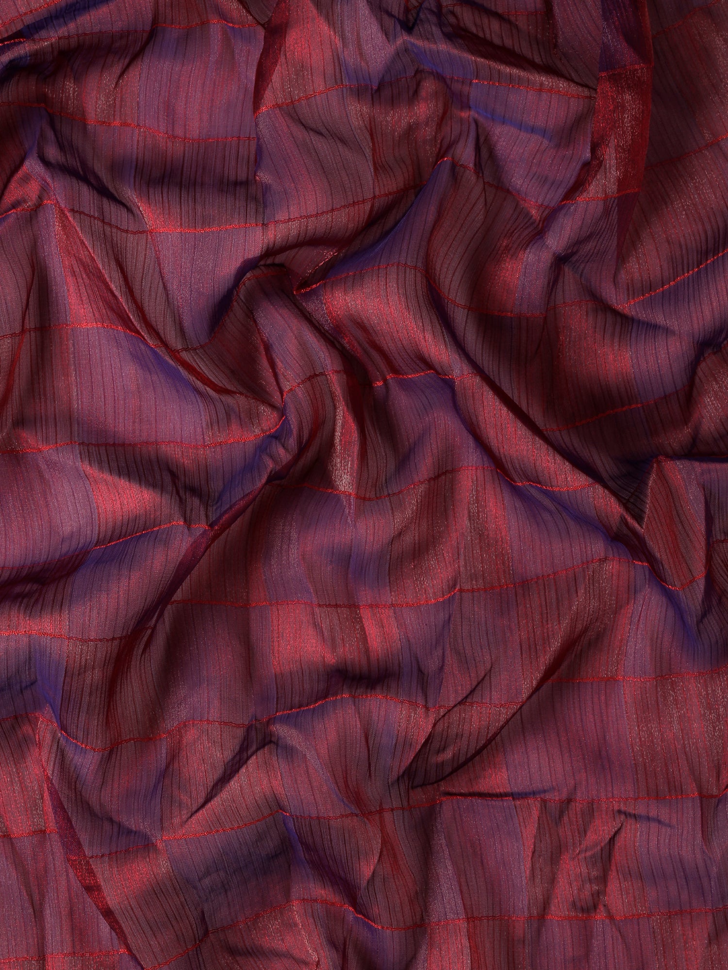 Maroon jacquard satin organza saree with hand embroidery - Image 7