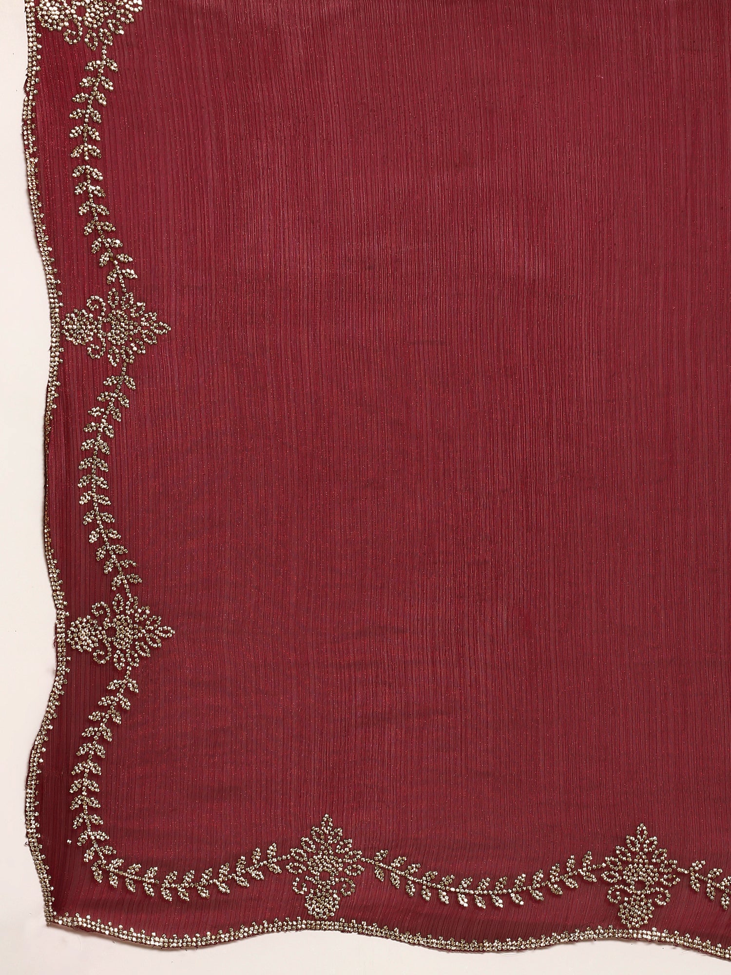 Mahroon jimmy tissue saree with cut Dana hand embroidery - Image 6