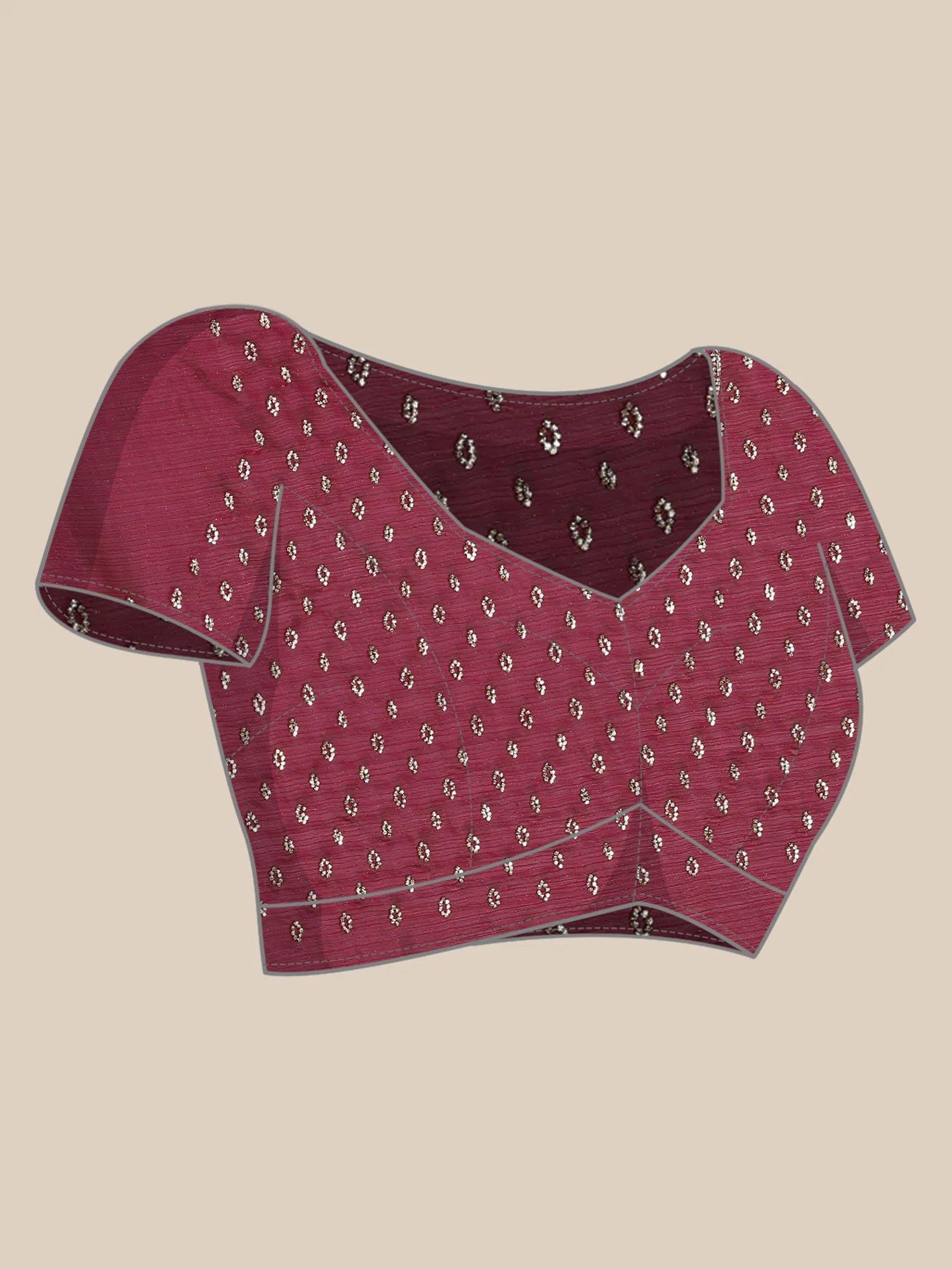 Mahroon jimmy tissue saree with cut Dana hand embroidery - Image 8