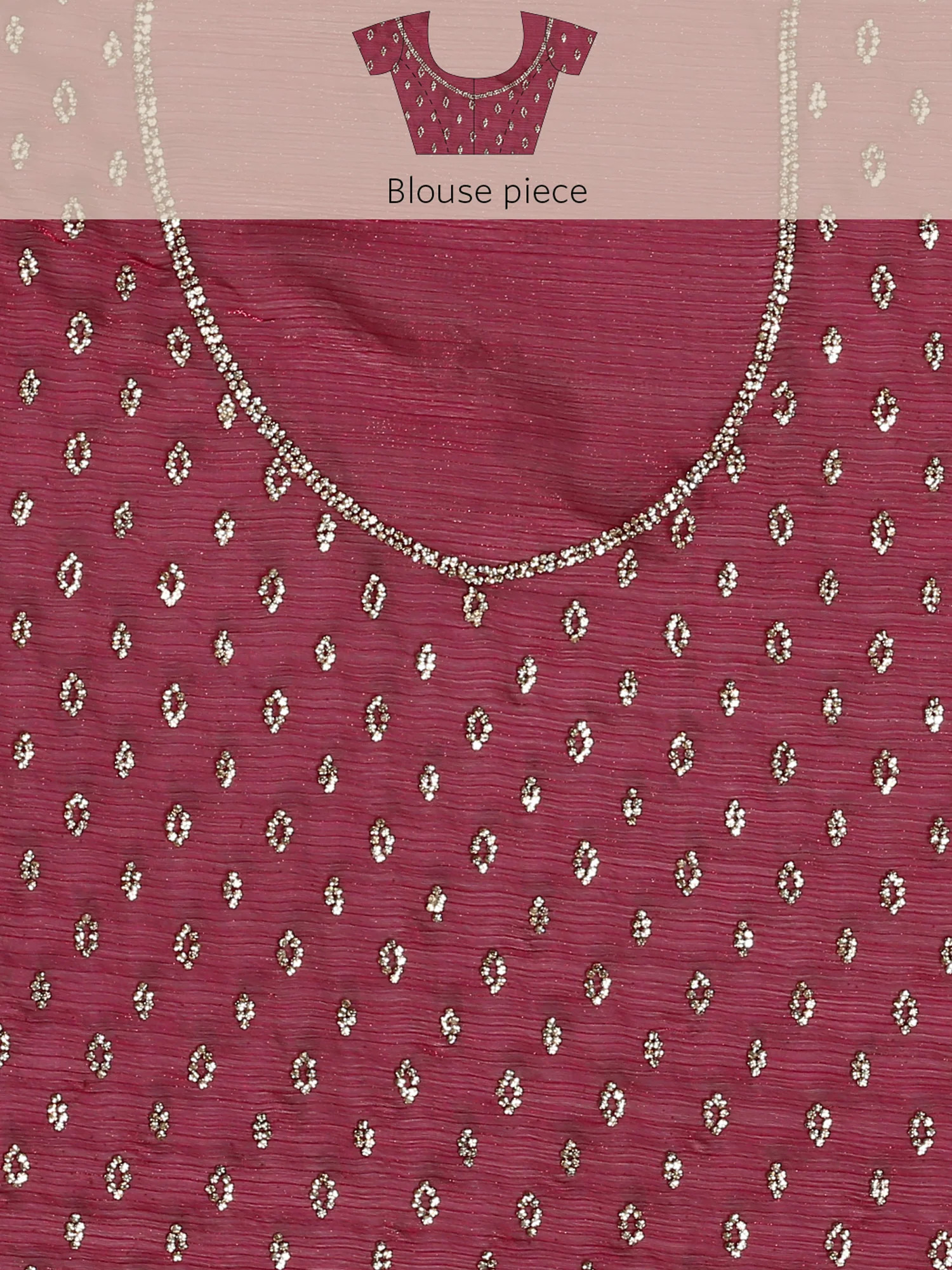 Mahroon jimmy tissue saree with cut Dana hand embroidery - Image 9