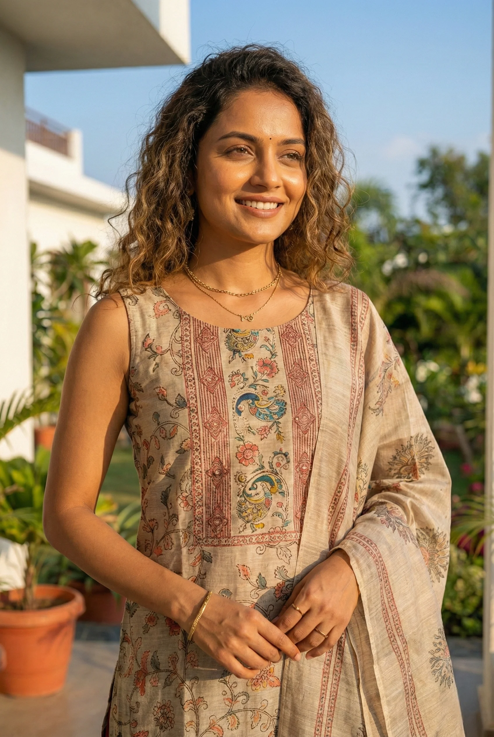 Maroon Chanderi Silk Floral Printed Three Piece Set - Image 2