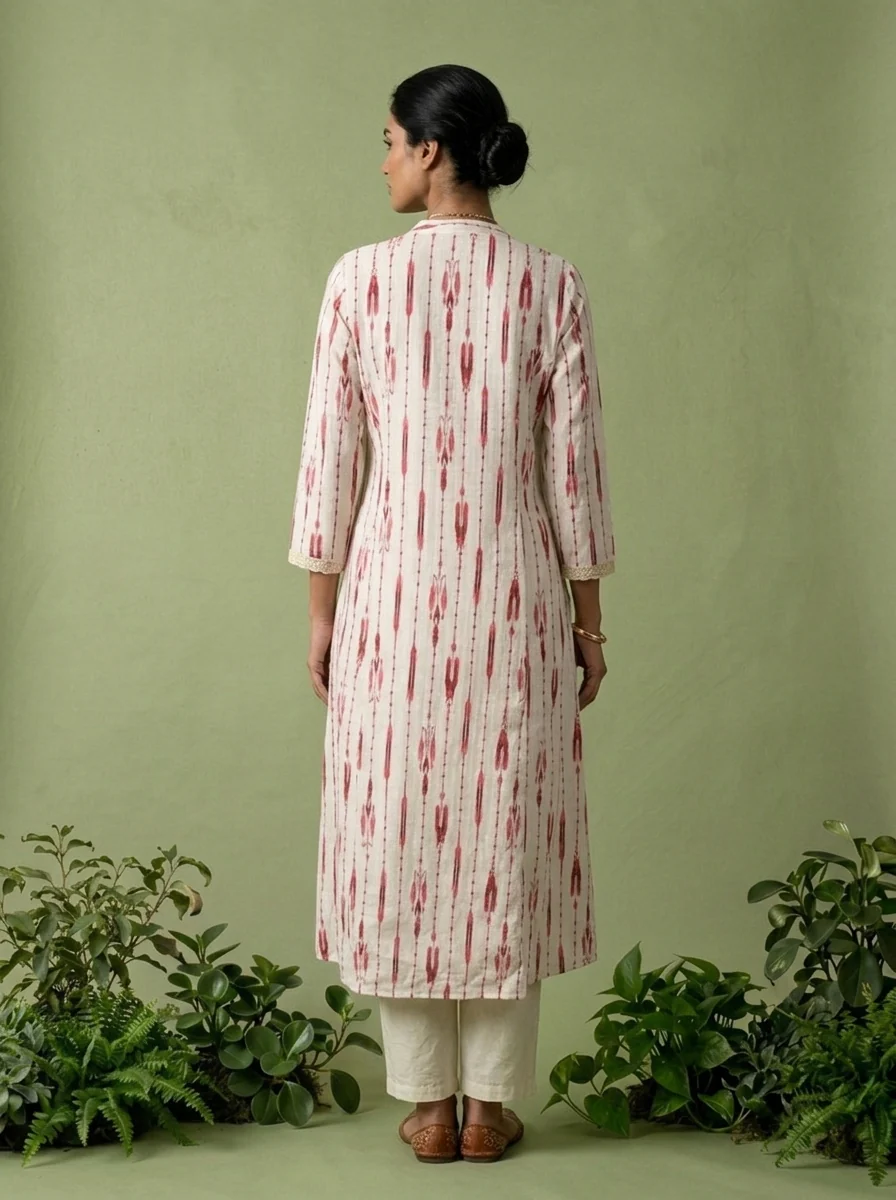 Maroon Chikankari Printed Two Piece Set - Image 2