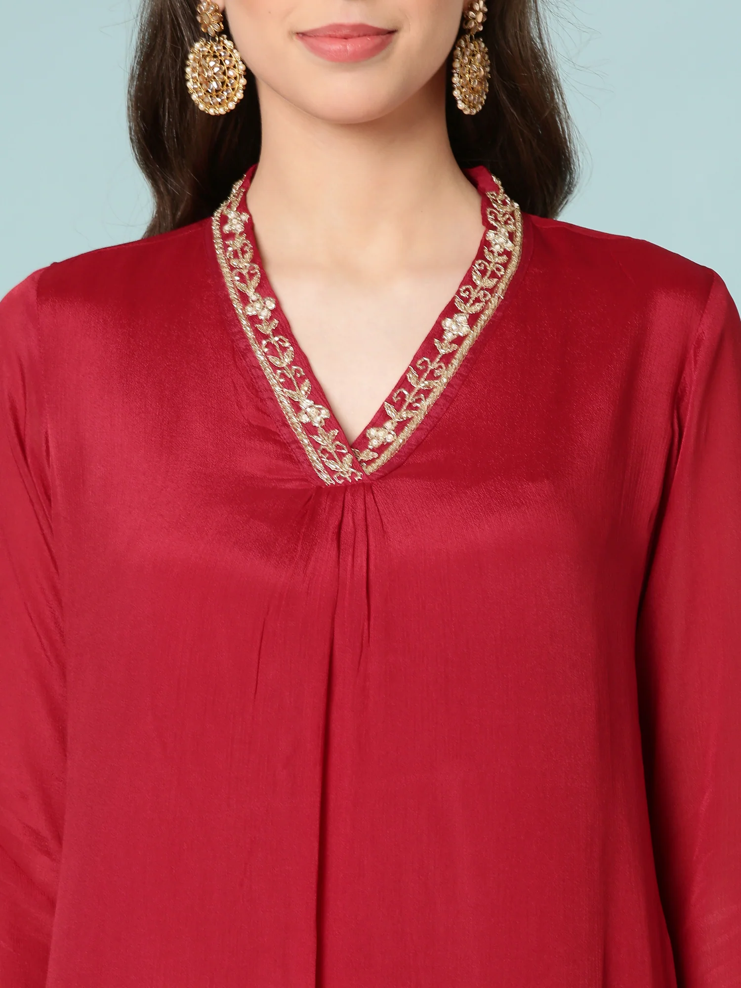 Maroon Chinnon Three Piece Set - Image 4