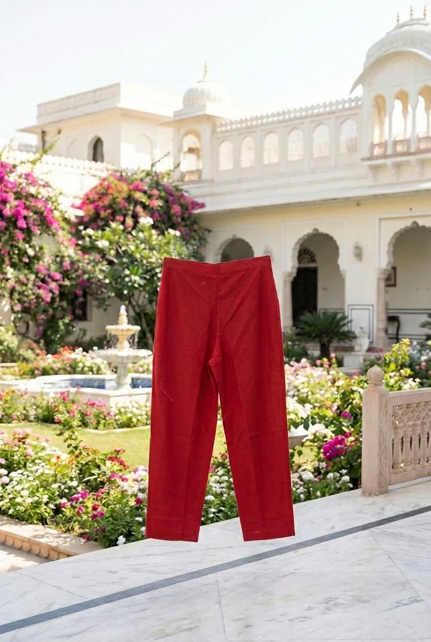 Maroon Cotton Embroidery Two Piece Set - Image 6