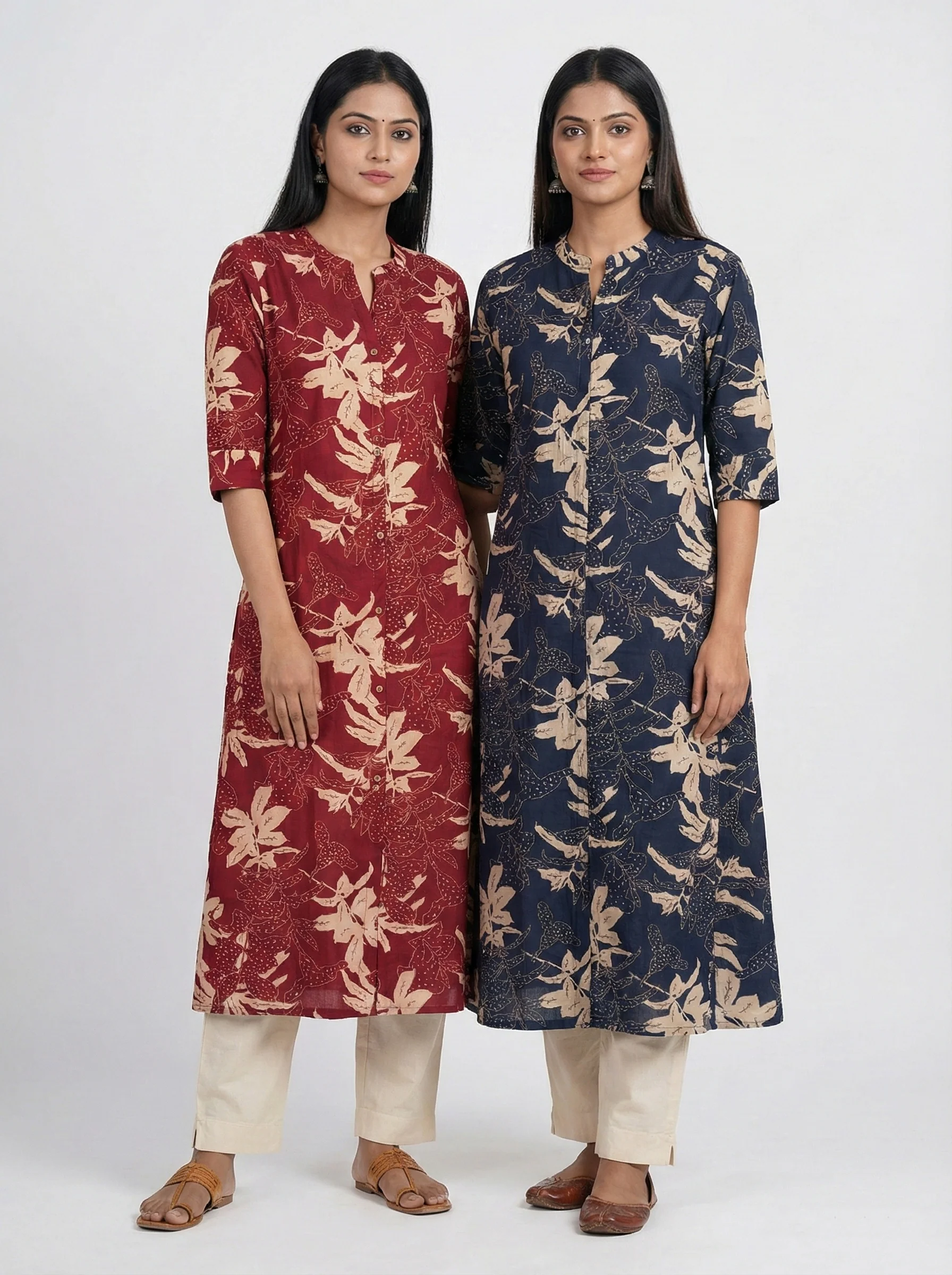 Maroon Modal Silk Floral Digital Print Kurta - Image 4
