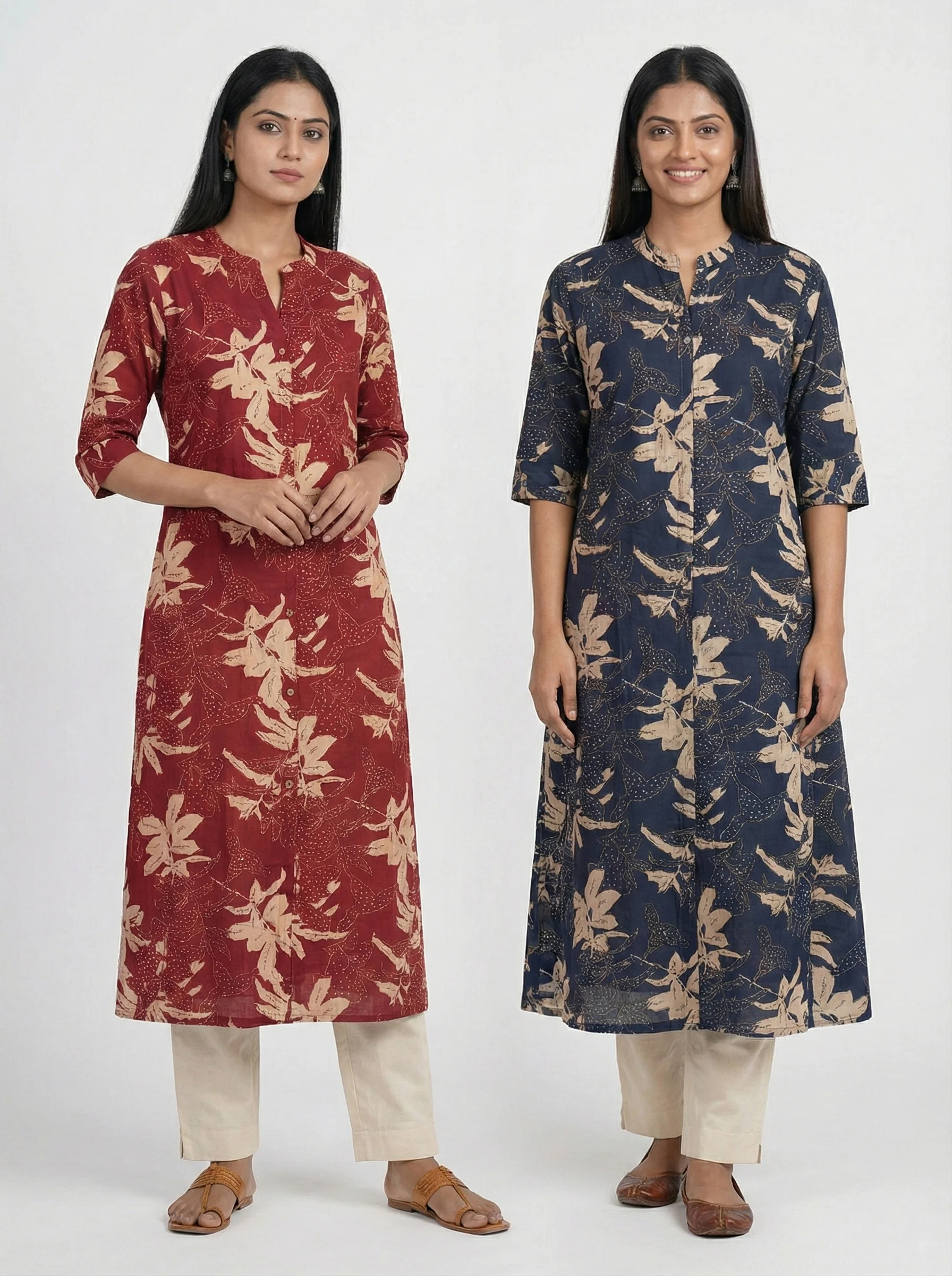 Maroon Modal Silk Floral Digital Print Kurta - Image 6