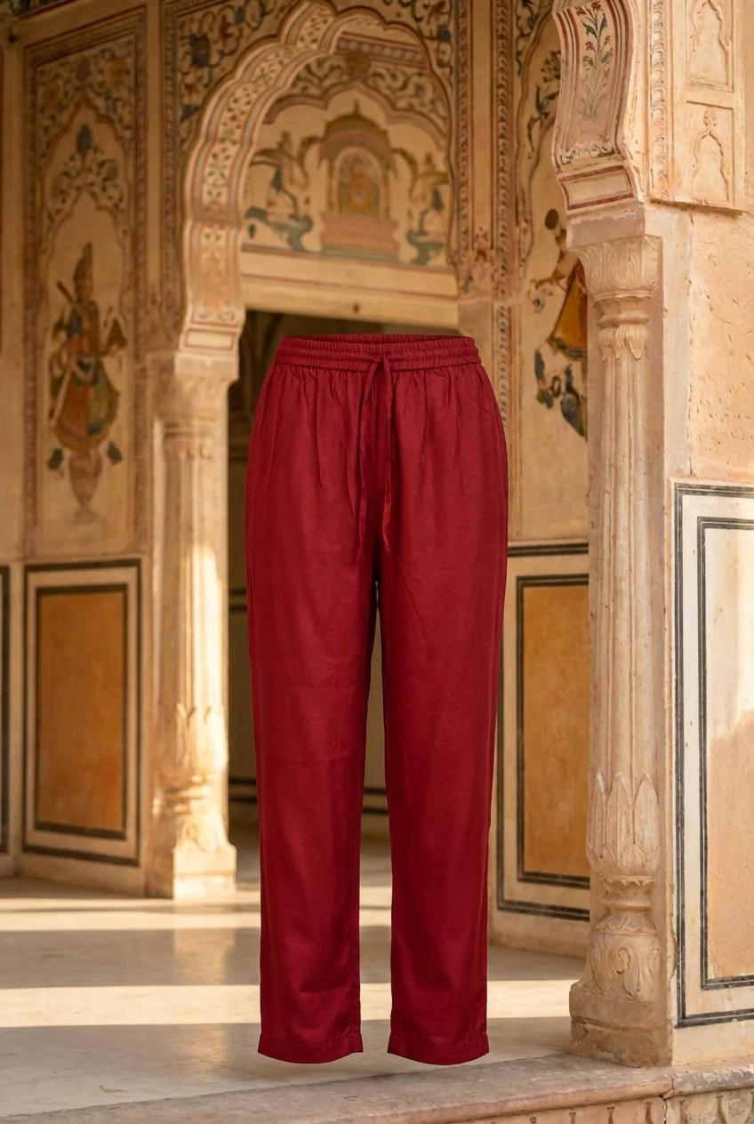 Maroon Silk Printed Three Piece Set - Image 5