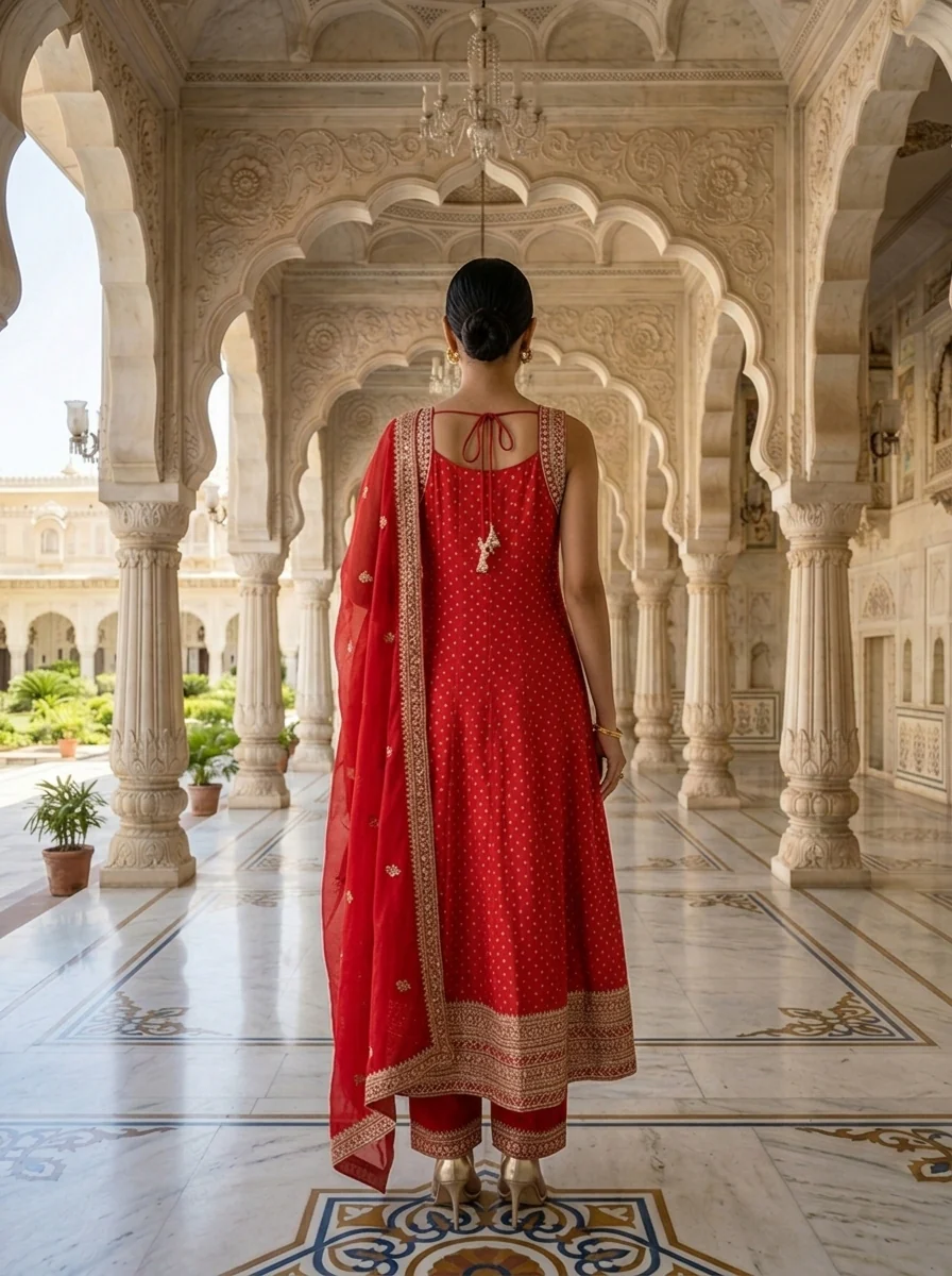 Maroon Silk Zari Embroidery Three Piece Set - Image 3