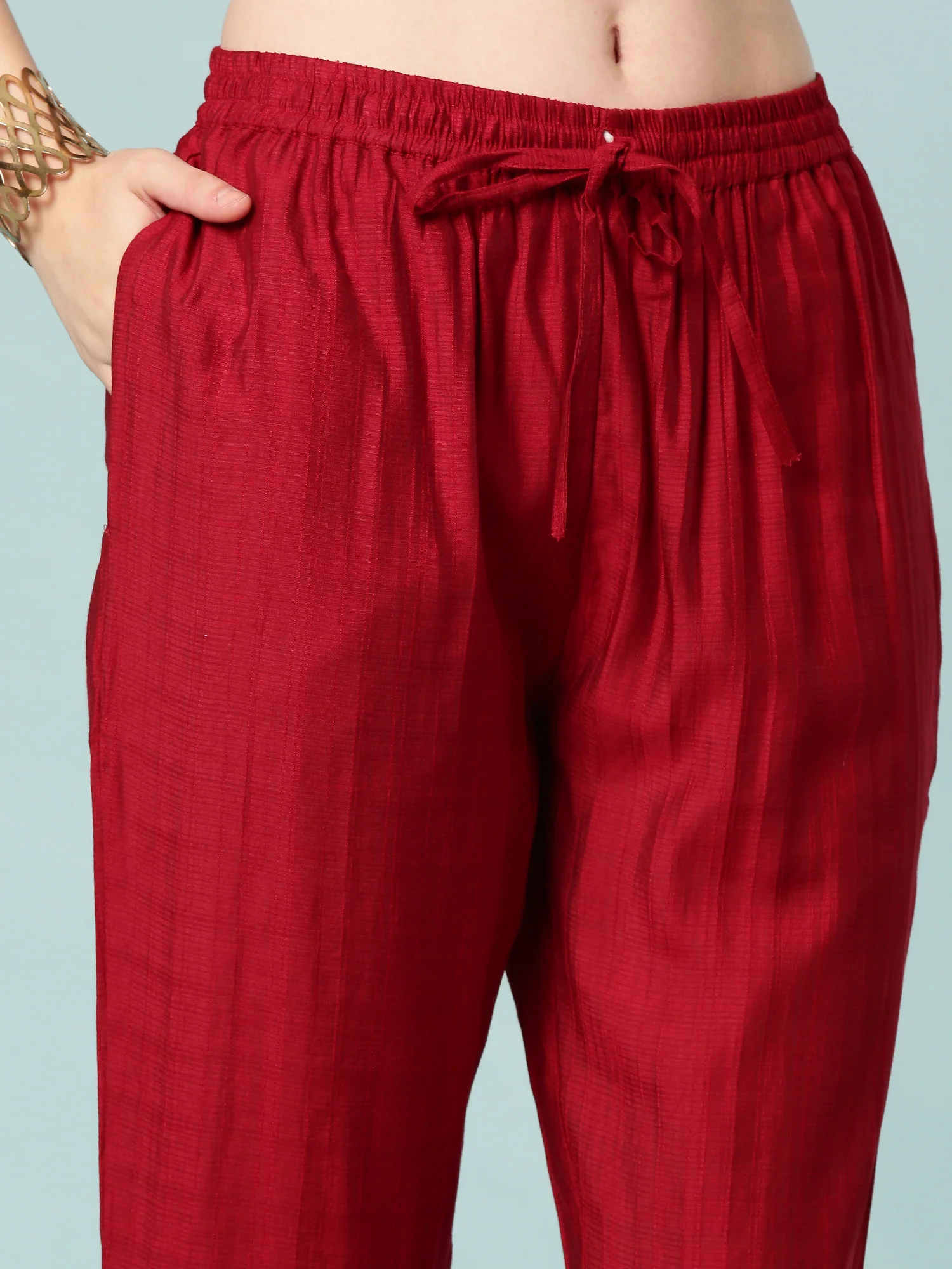 Maroon Viscose Rayon Floral Printed Two Piece Set - Image 7