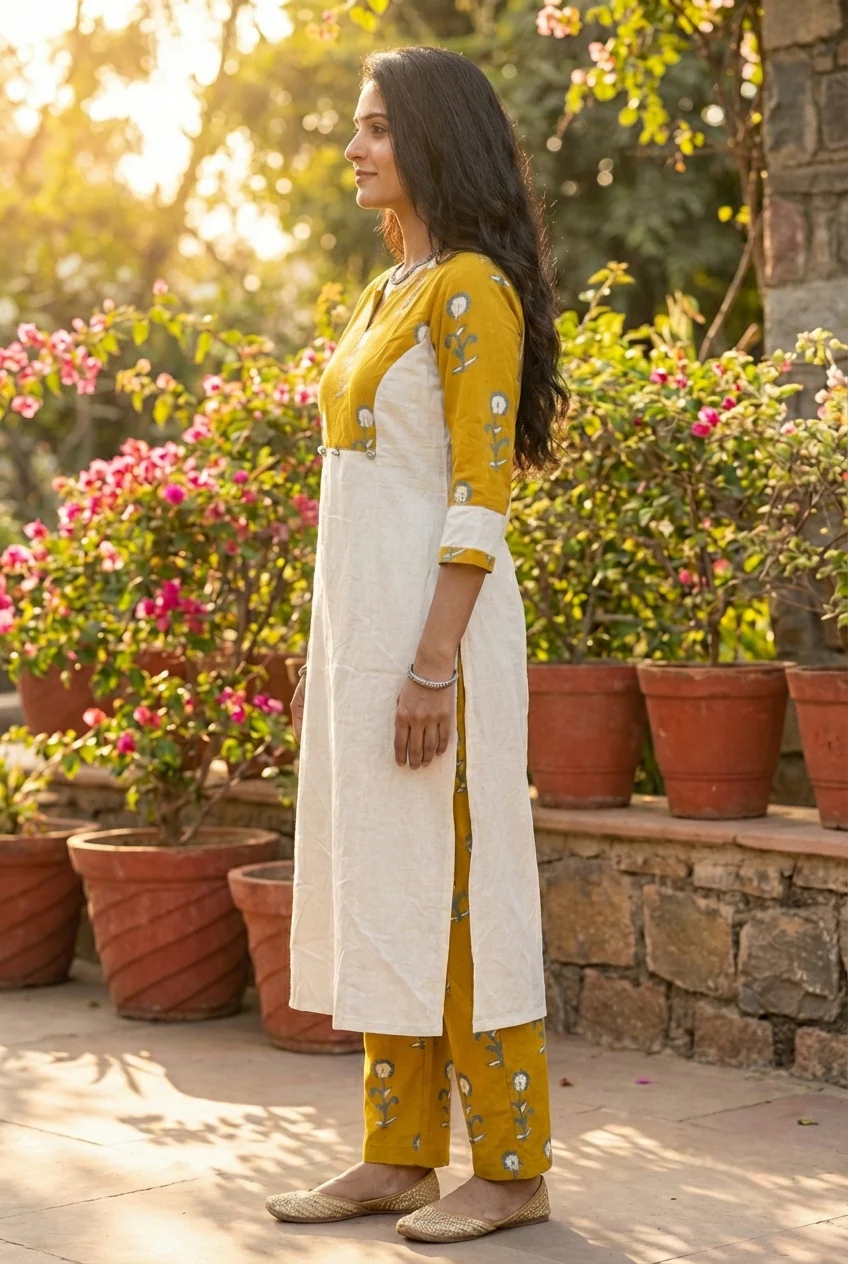 Mehadi Green Cotton Printed Two Piece Set - Image 2