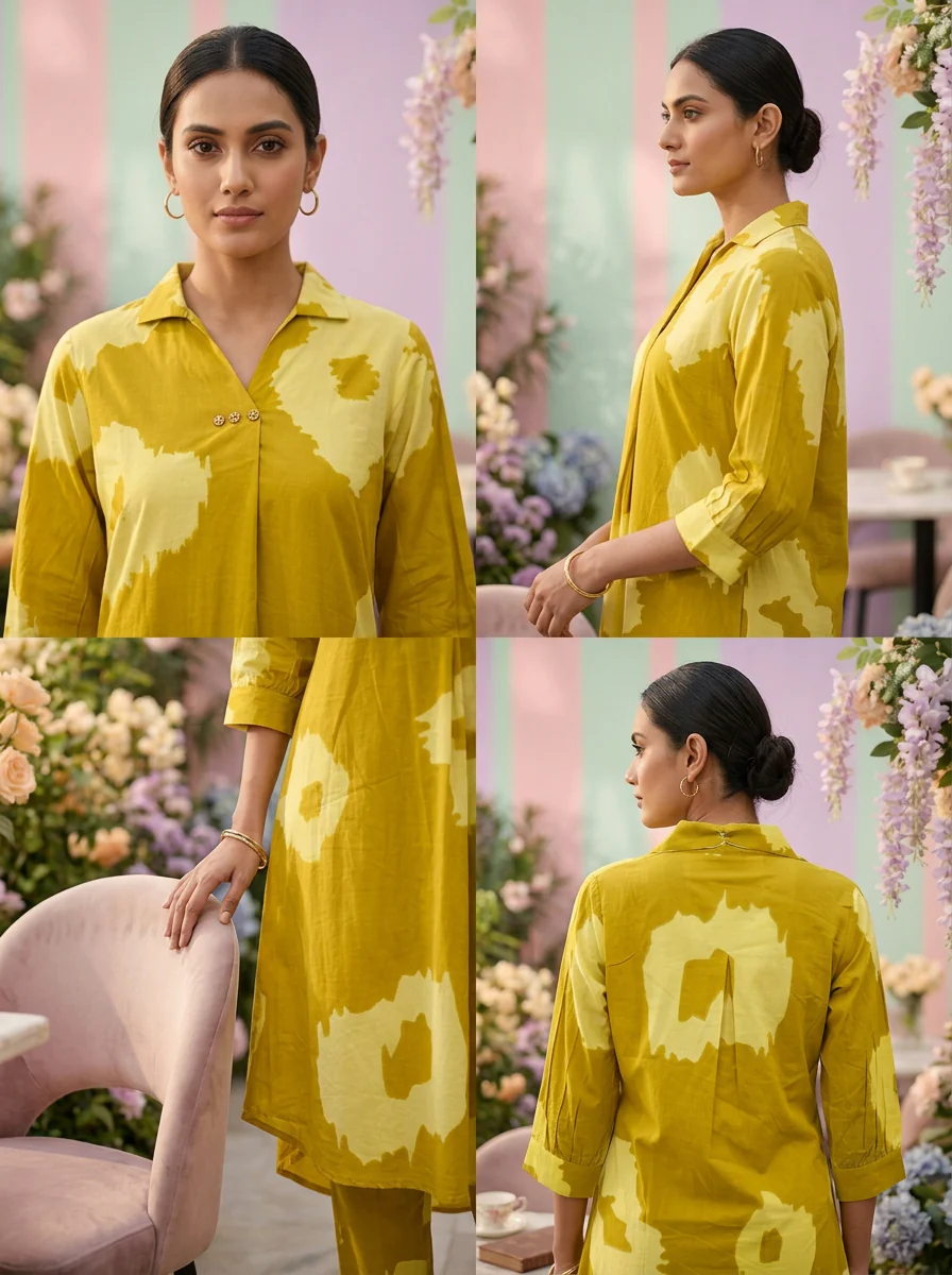 Mehadi Green Cotton Printed Two Piece Set - Image 3