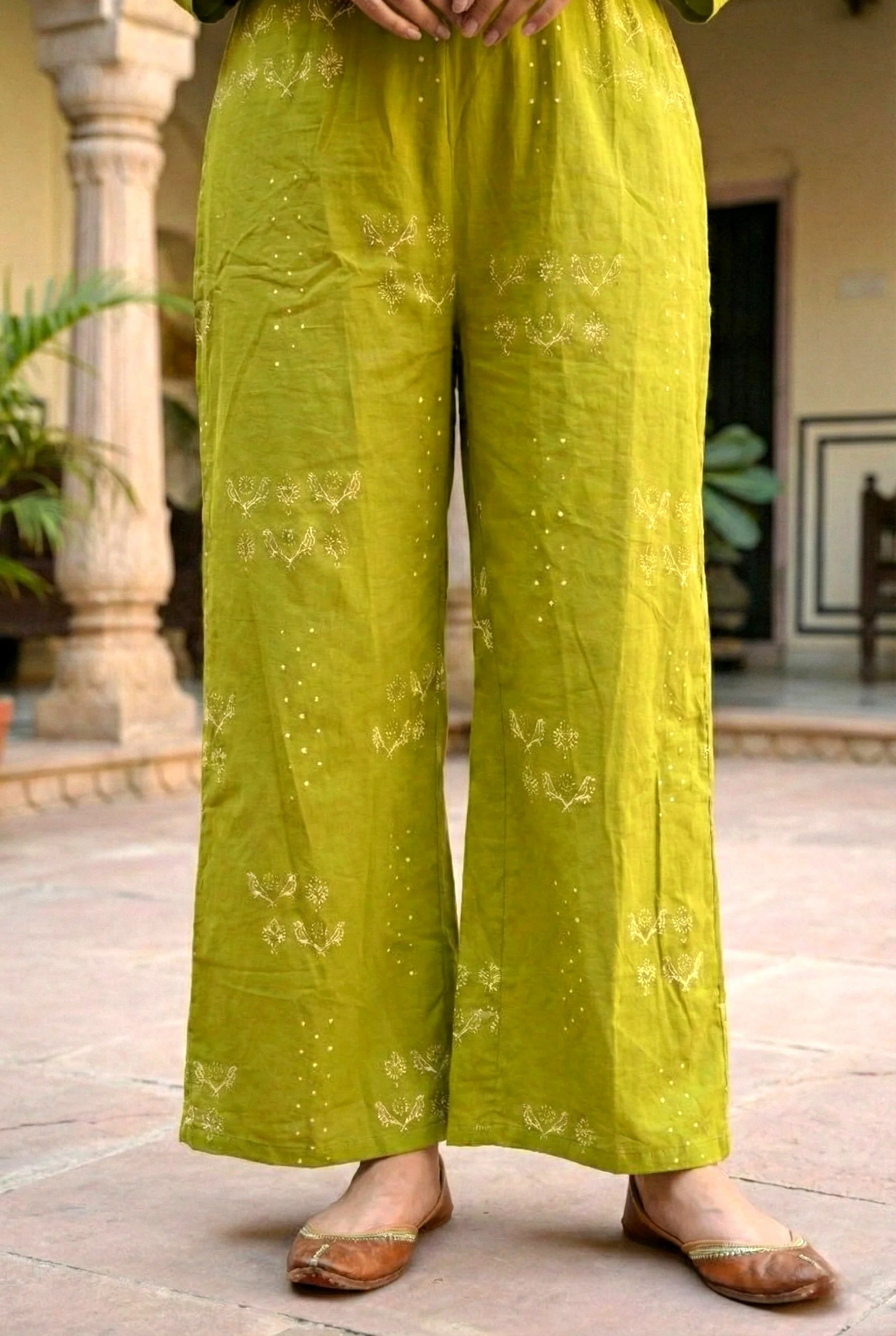Mehadi Green Cotton Printed Two Piece Set - Image 6