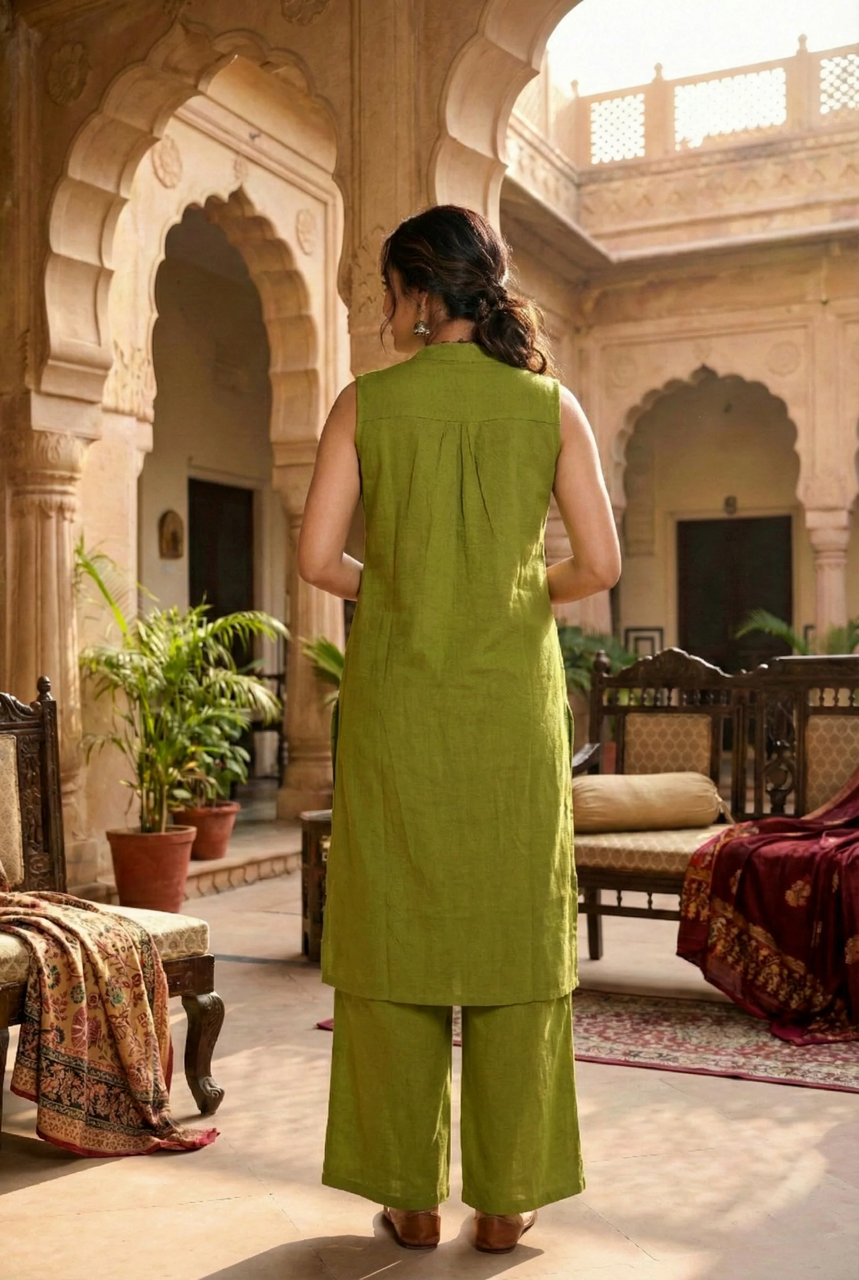 Mehadi Green Cotton Two Piece Set - Image 3