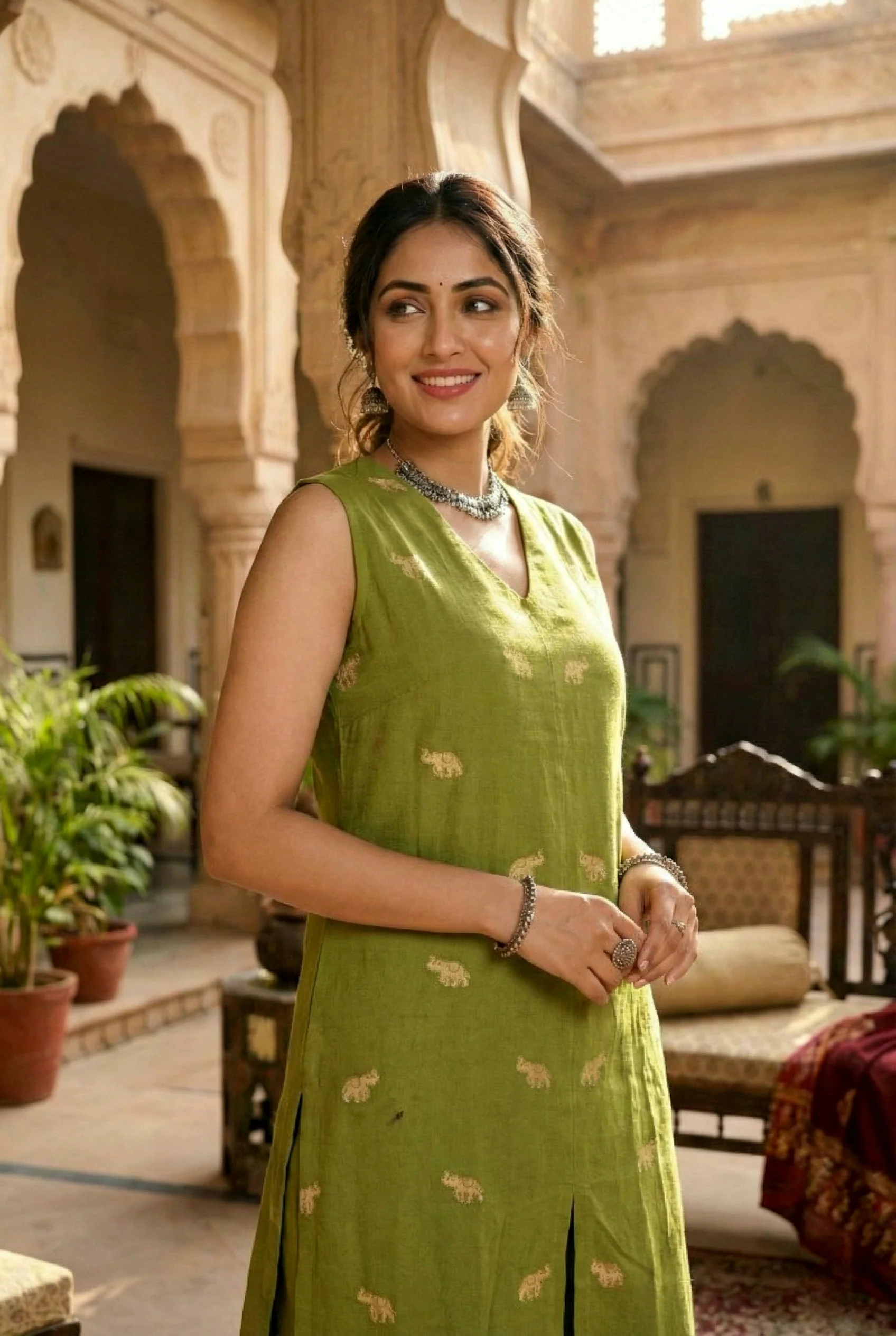 Mehadi Green Cotton Two Piece Set - Image 6