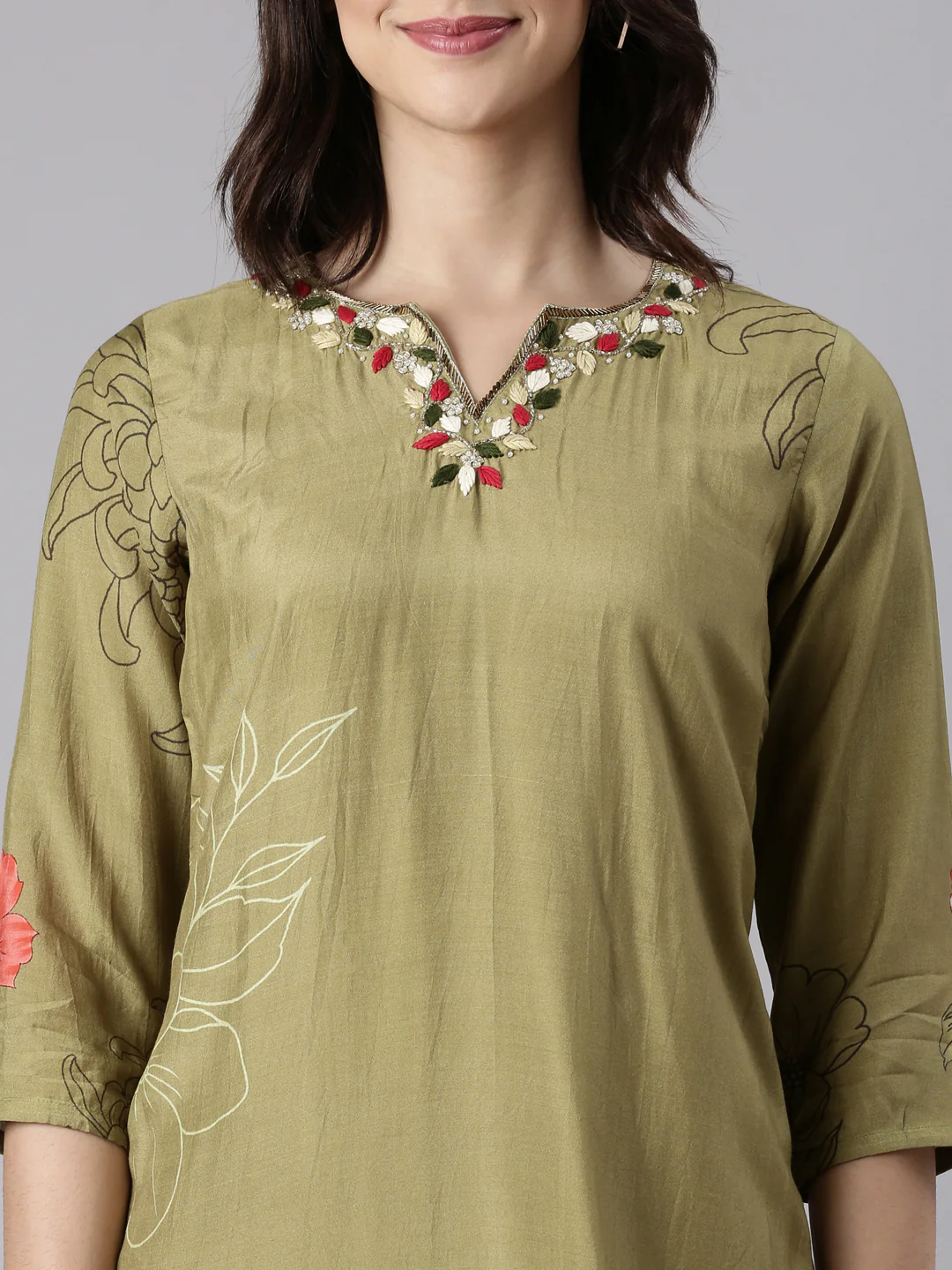 Mehadi Green Muslin Digital Print Three Piece Set - Image 4