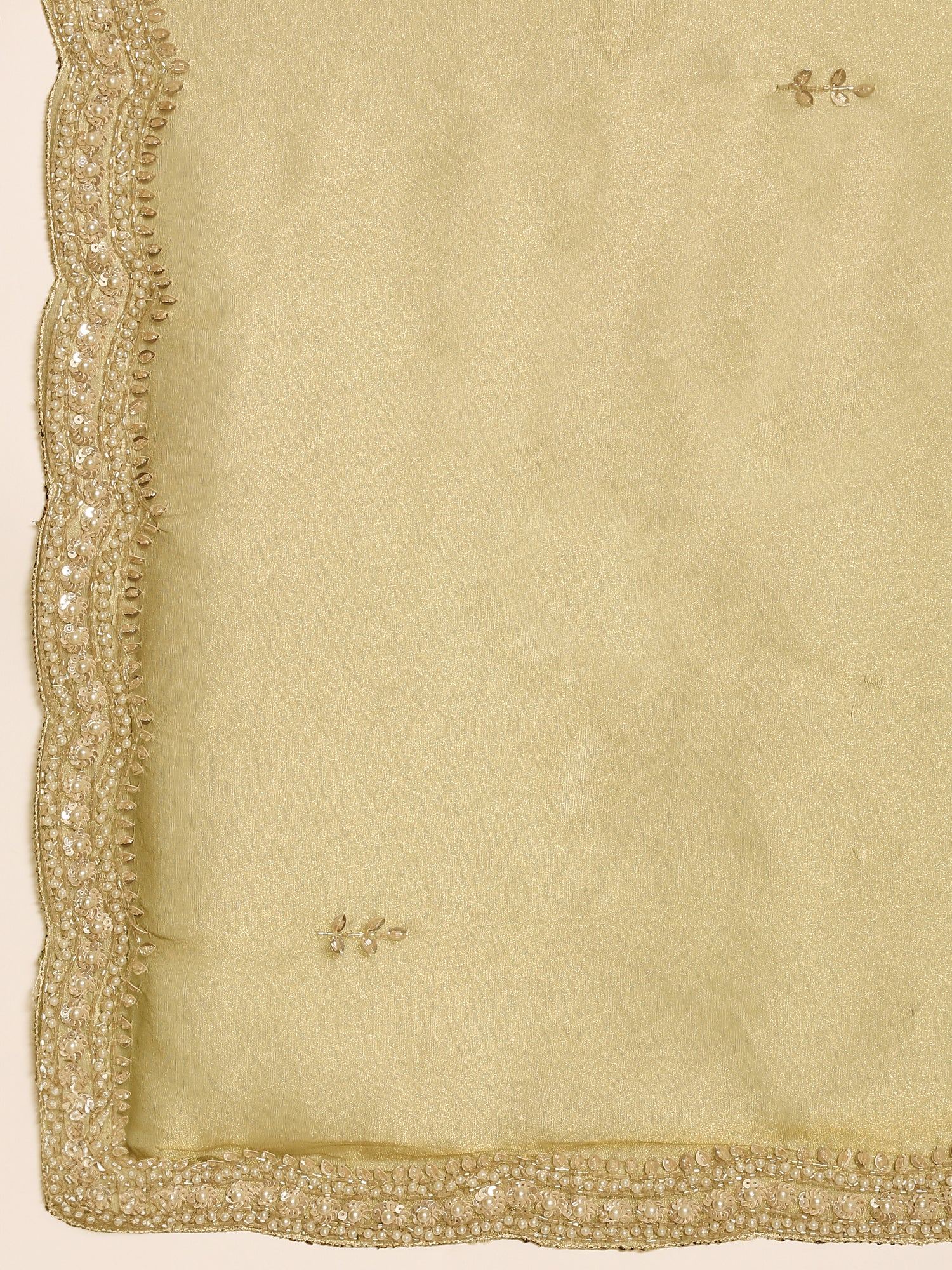 Mehadi Green Organza Stone And Thread Embroidery Saree - Image 5