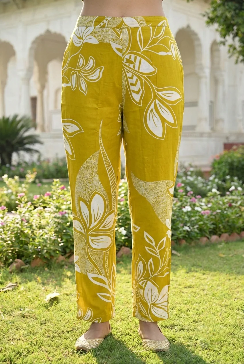 Mehadi Green Rayon Floral Printed Two Piece Set - Image 6