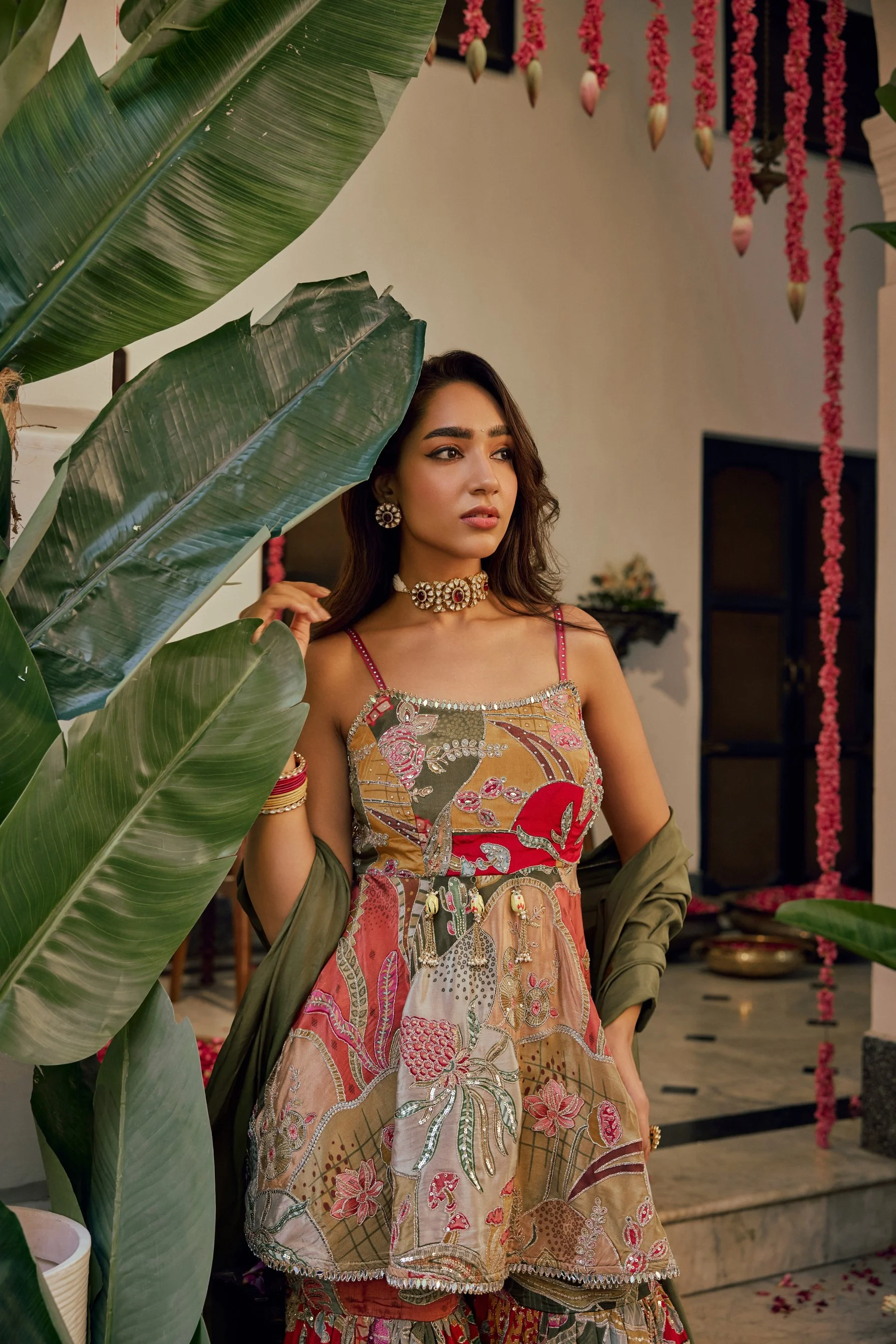 Multi Chinnon Printed Peplum Set With Palazoo - Image 4