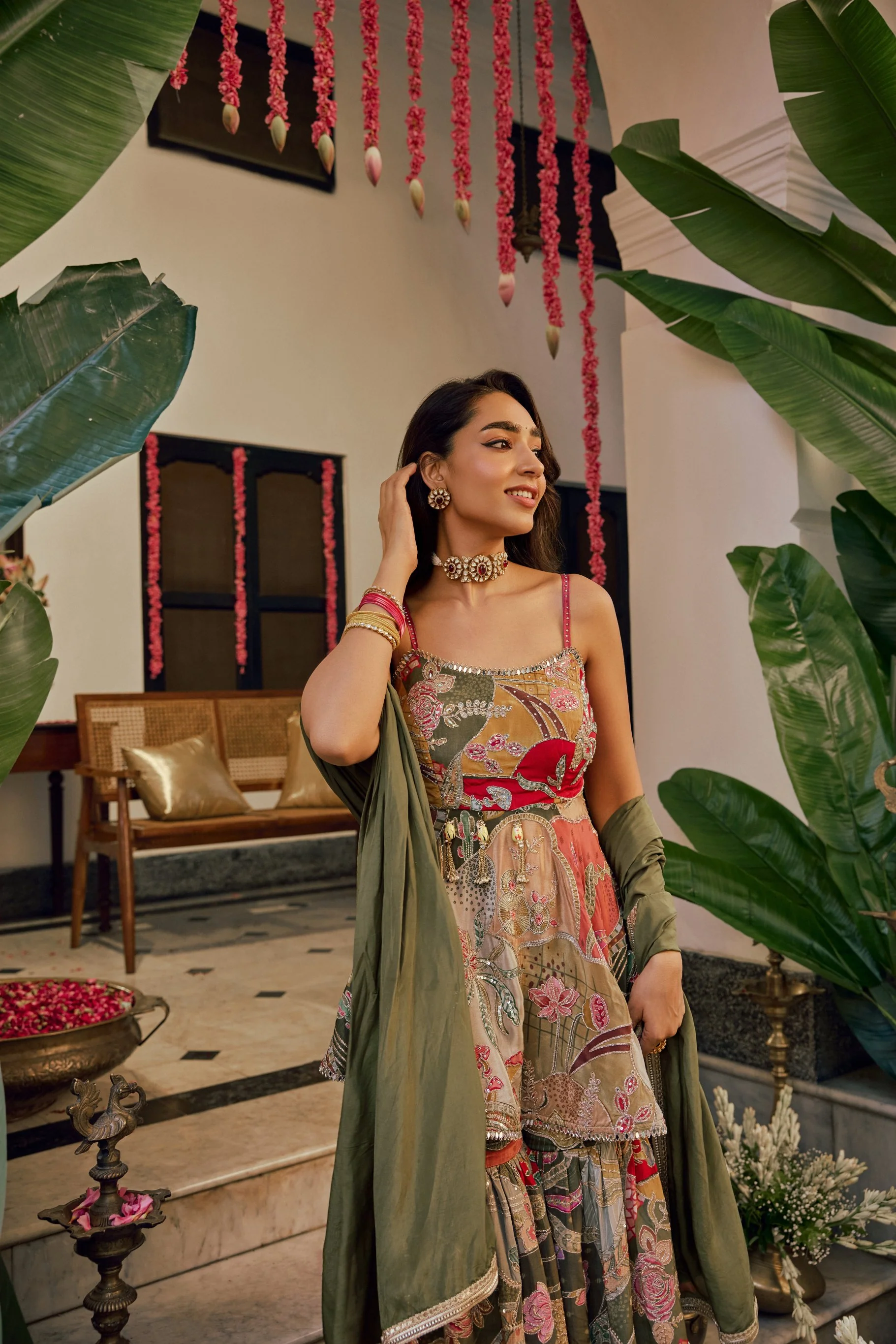 Multi Chinnon Printed Peplum Set With Palazoo - Image 6