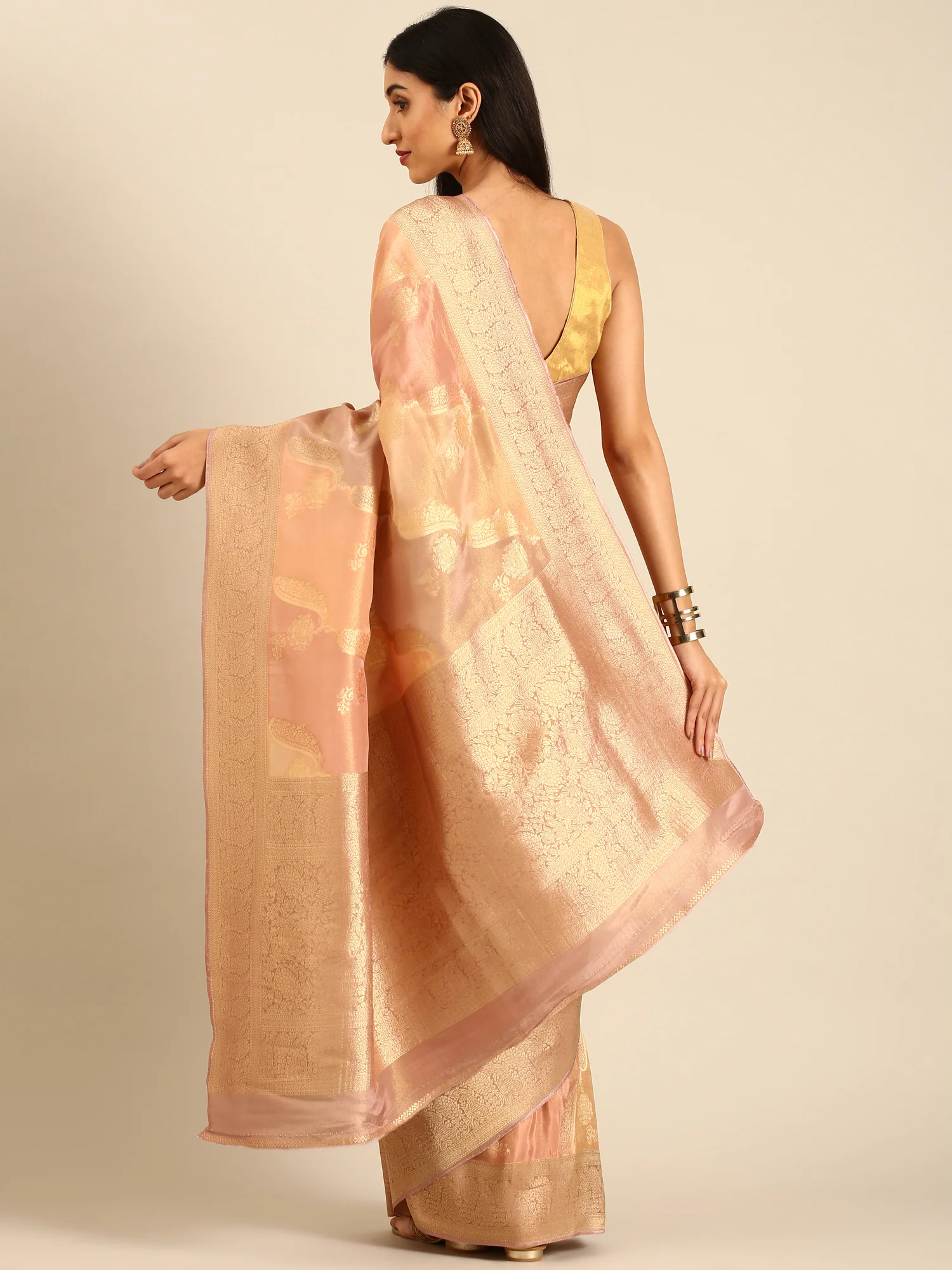 Multi Color Banaras Silk Saree Rangkat Design Zari Border And Butis - Image 2