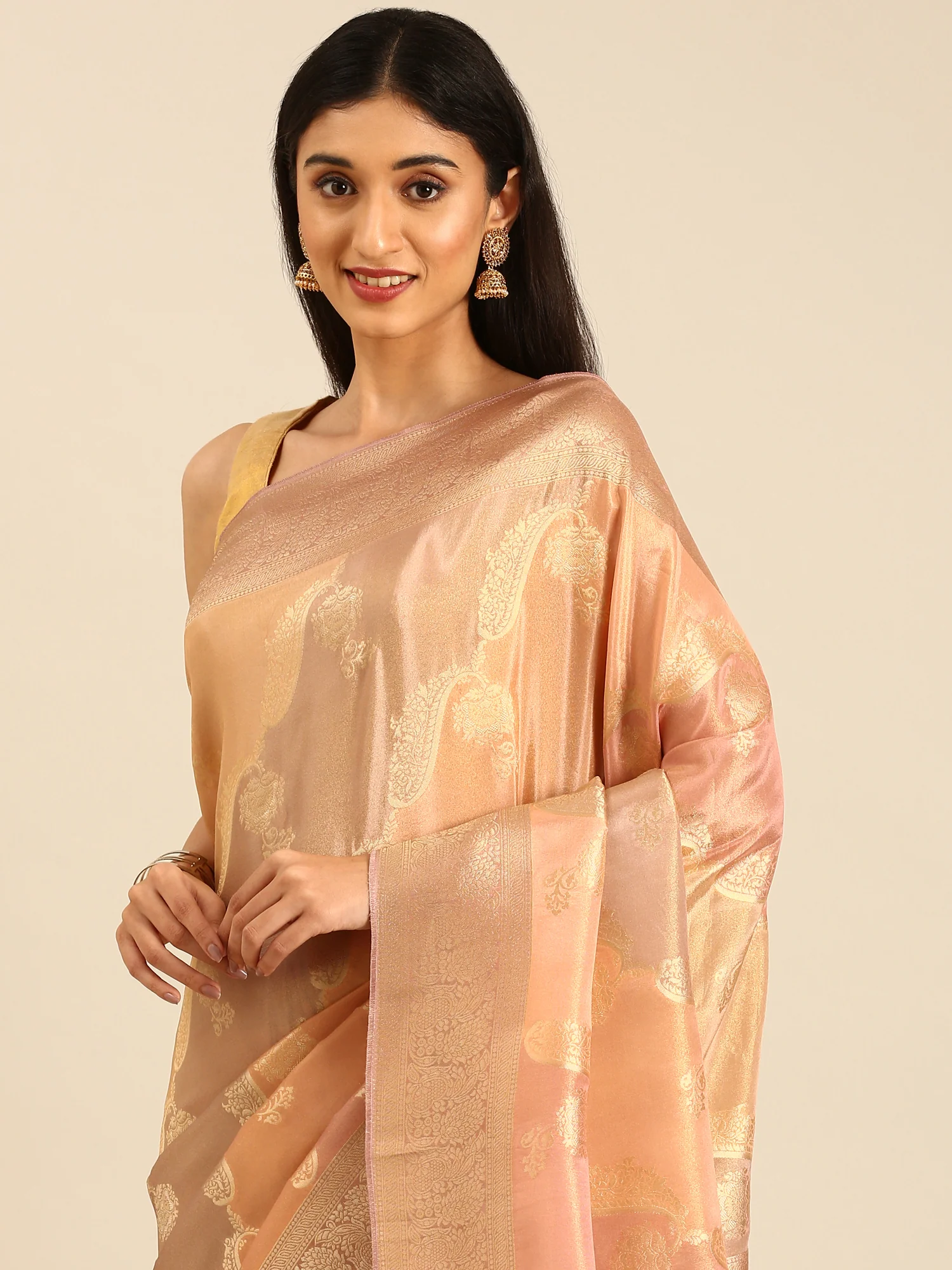 Multi Color Banaras Silk Saree Rangkat Design Zari Border And Butis - Image 3