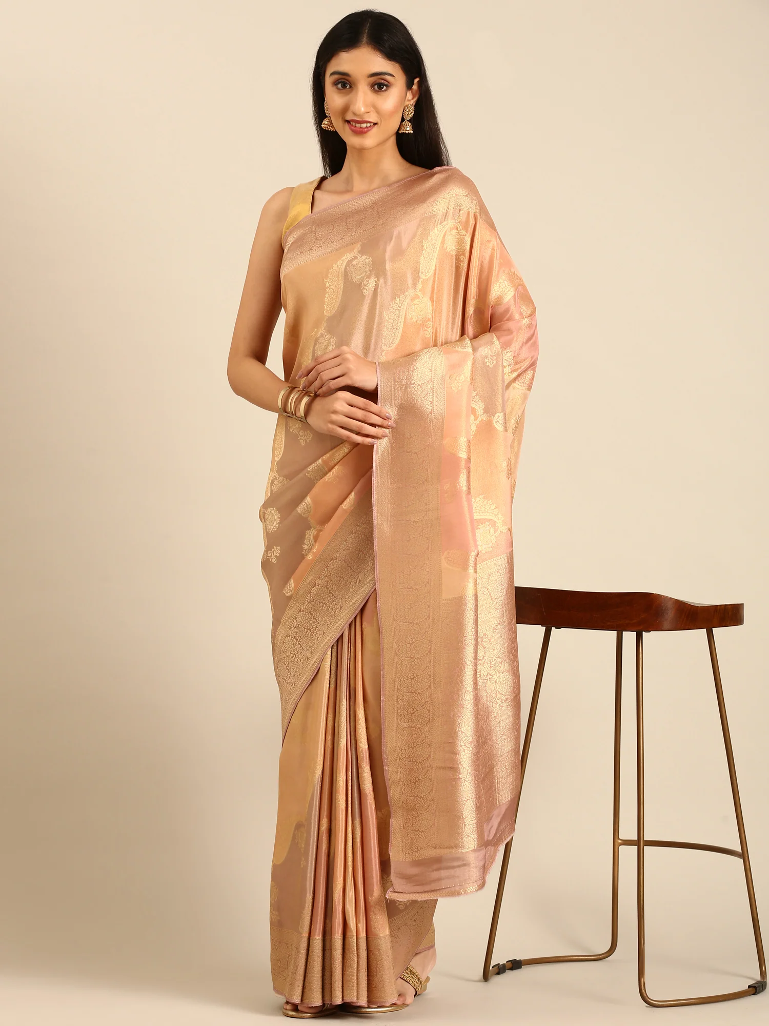 Multi Color Banaras Silk Saree Rangkat Design Zari Border And Butis - Image 4