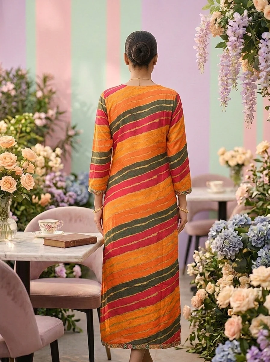 Multi Rayon Beads Embroidery Kurta - Image 2