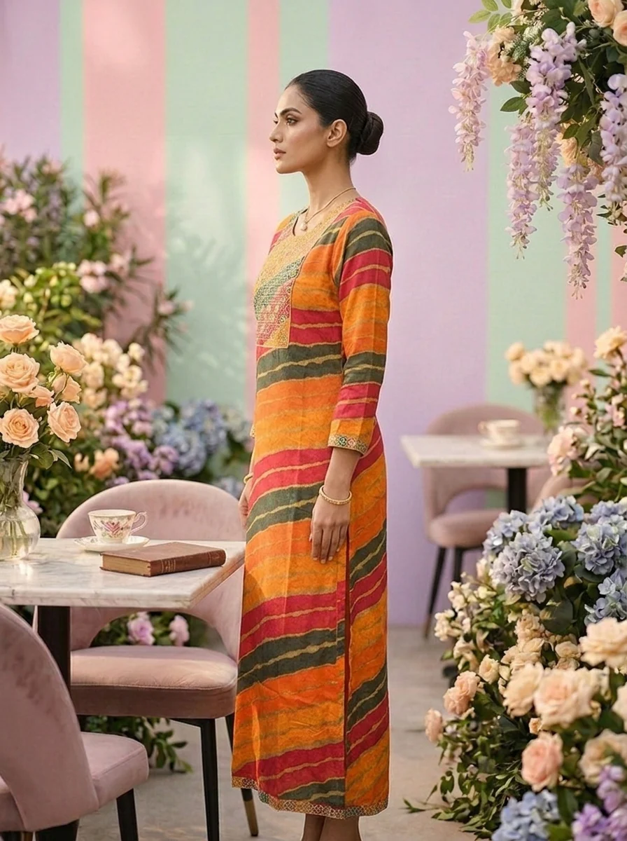 Multi Rayon Beads Embroidery Kurta - Image 3