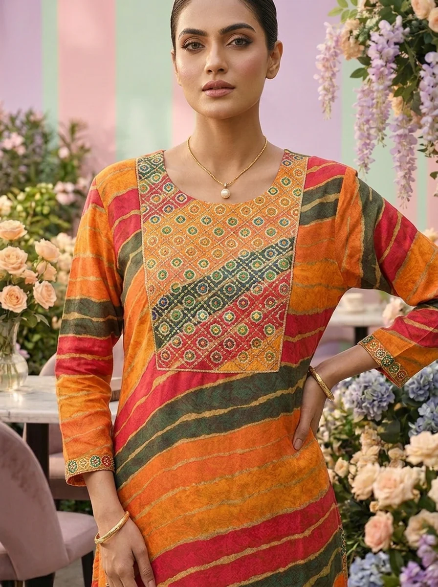 Multi Rayon Beads Embroidery Kurta - Image 5