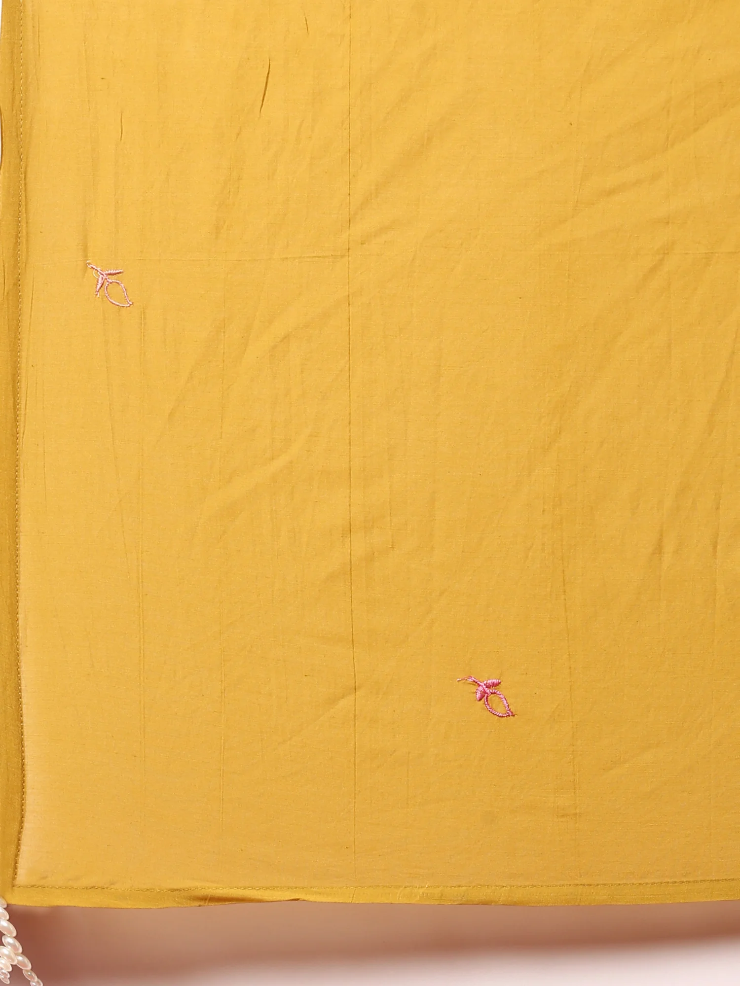 Muslin Mustard Resham embroidered three piece suit set - Image 7